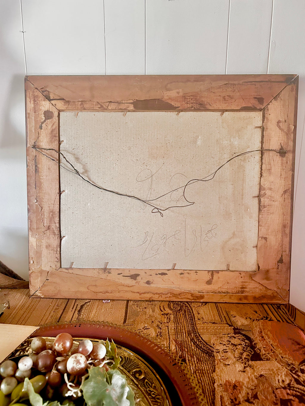 Large Vintage Wooden-Framed Pastoral Print
