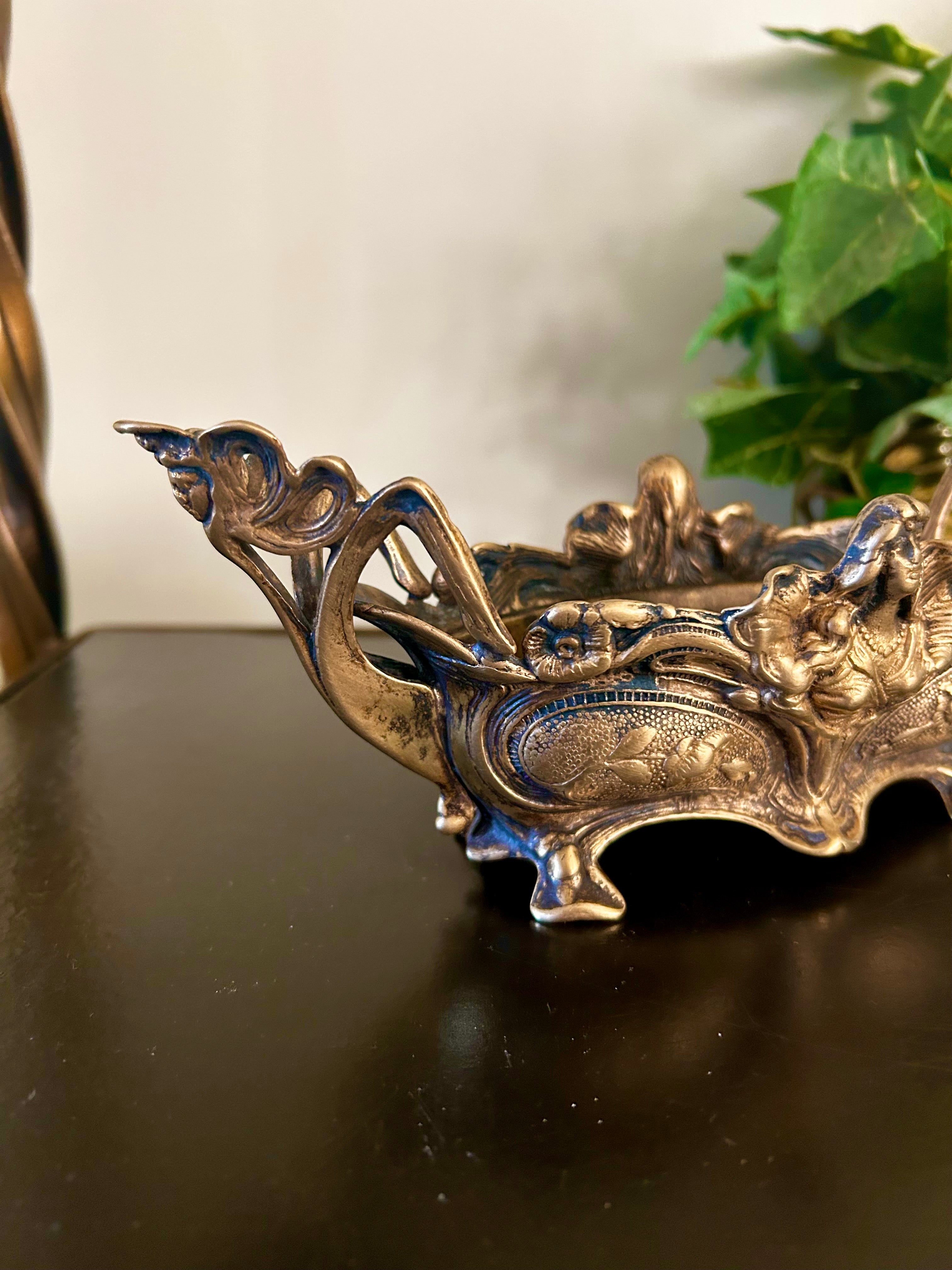 Antique Art Nouveau Brass Jardinier