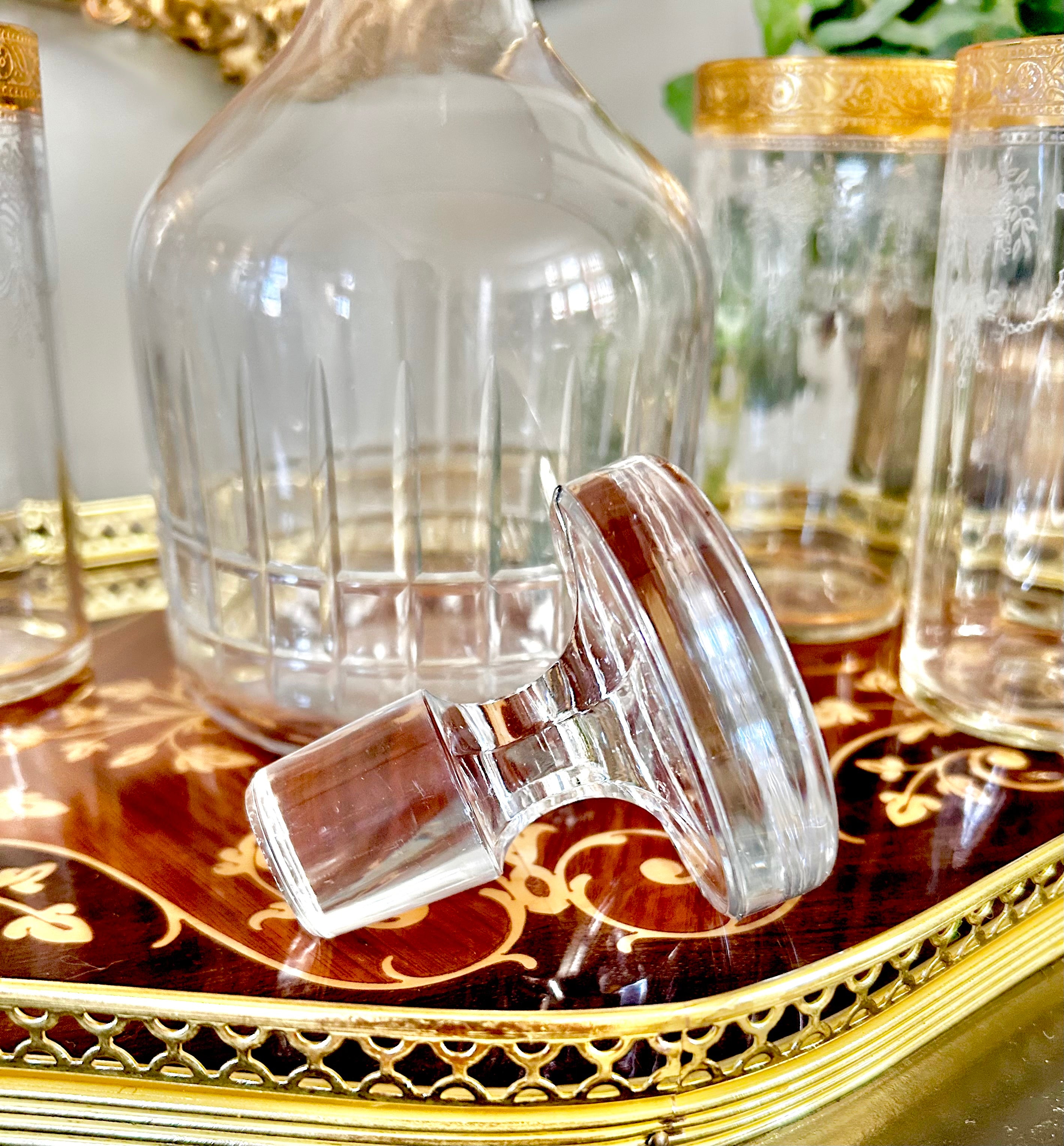Vintage MCM Cut Crystal Glass Decanter