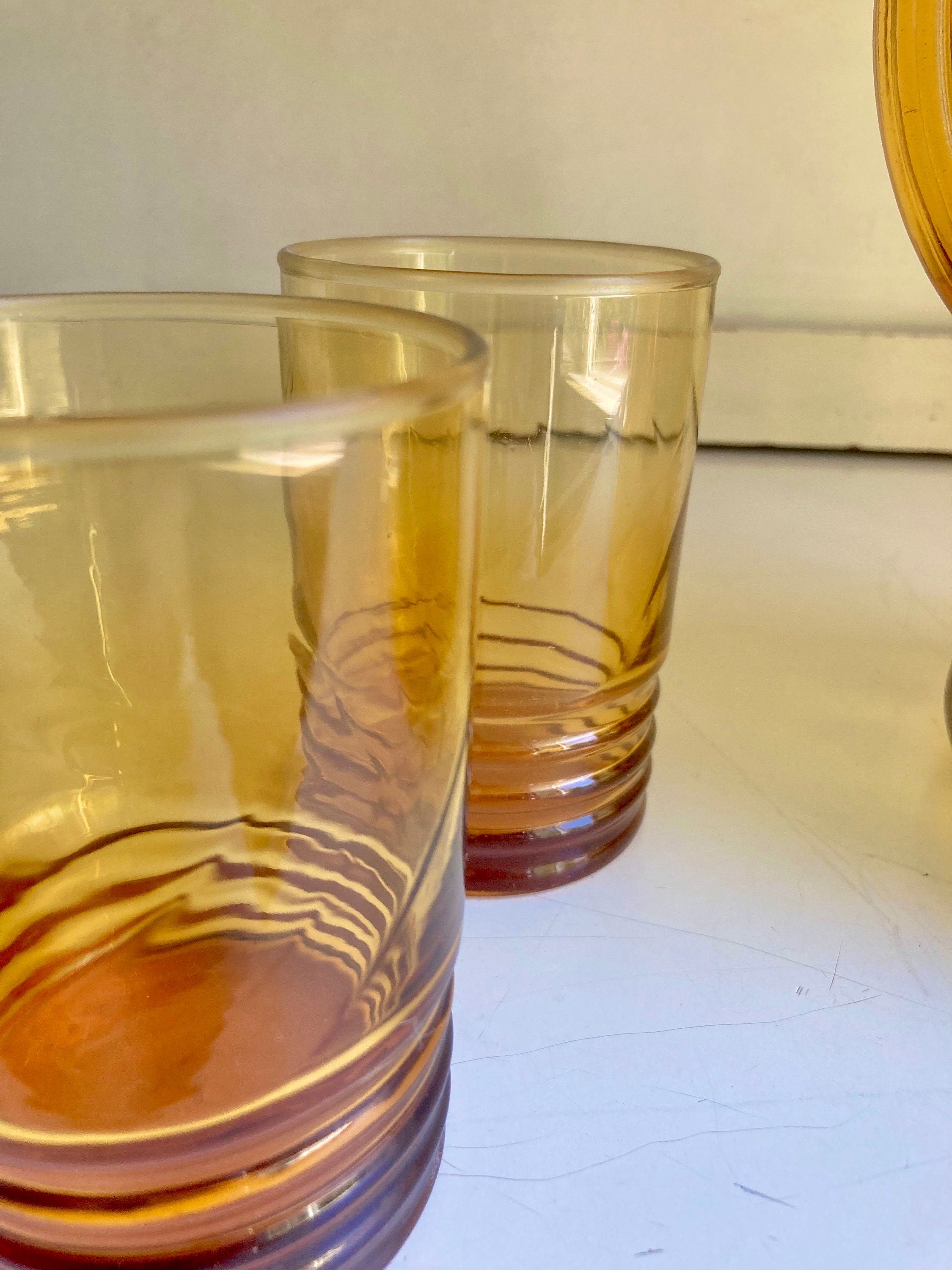 Vintage Amber Glass Barware - Pitchers and Tumblers: Choose from 3