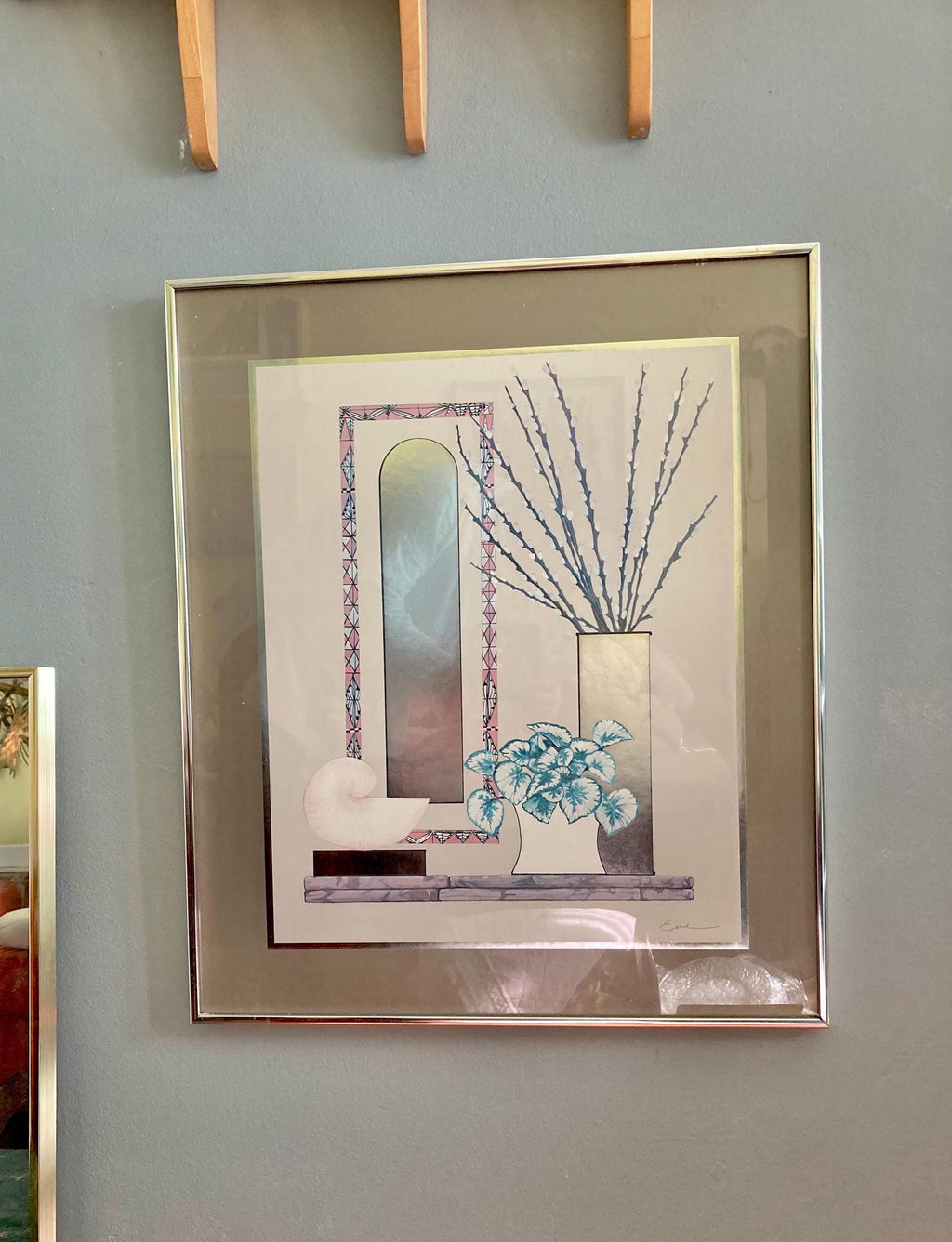 Vintage 1980s Framed Art: Deco Revival Still Life Print