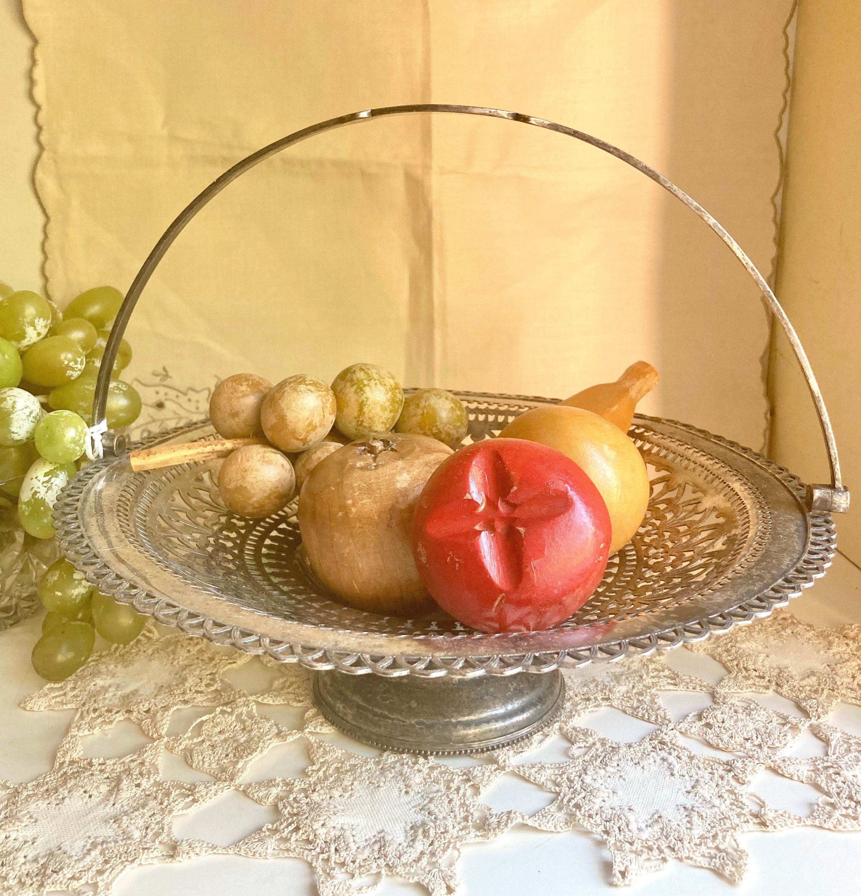 Vintage MCM Painted Wooden Fruit: Mid-Century Modern Decor, 5-Piece Set