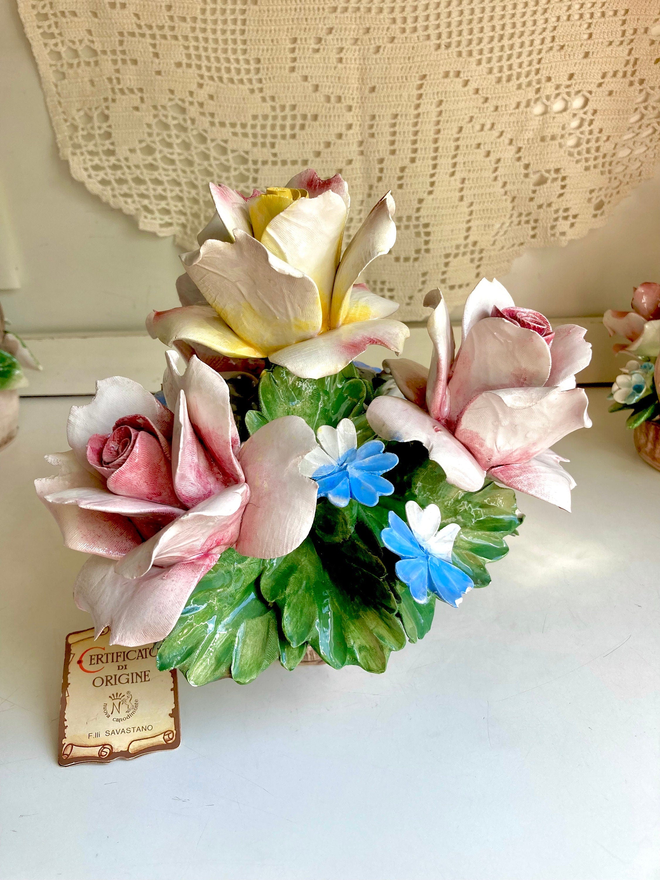 Vintage Italian Nuova Capodimonte Porcelain Hand-made Rose Bouquets: CHOOSE from Four