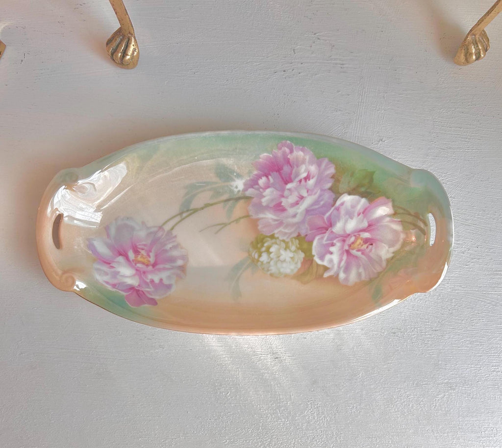 Vintage R.S. Germany Porcelain Serving Bowl: Hand-Painted Pink Roses