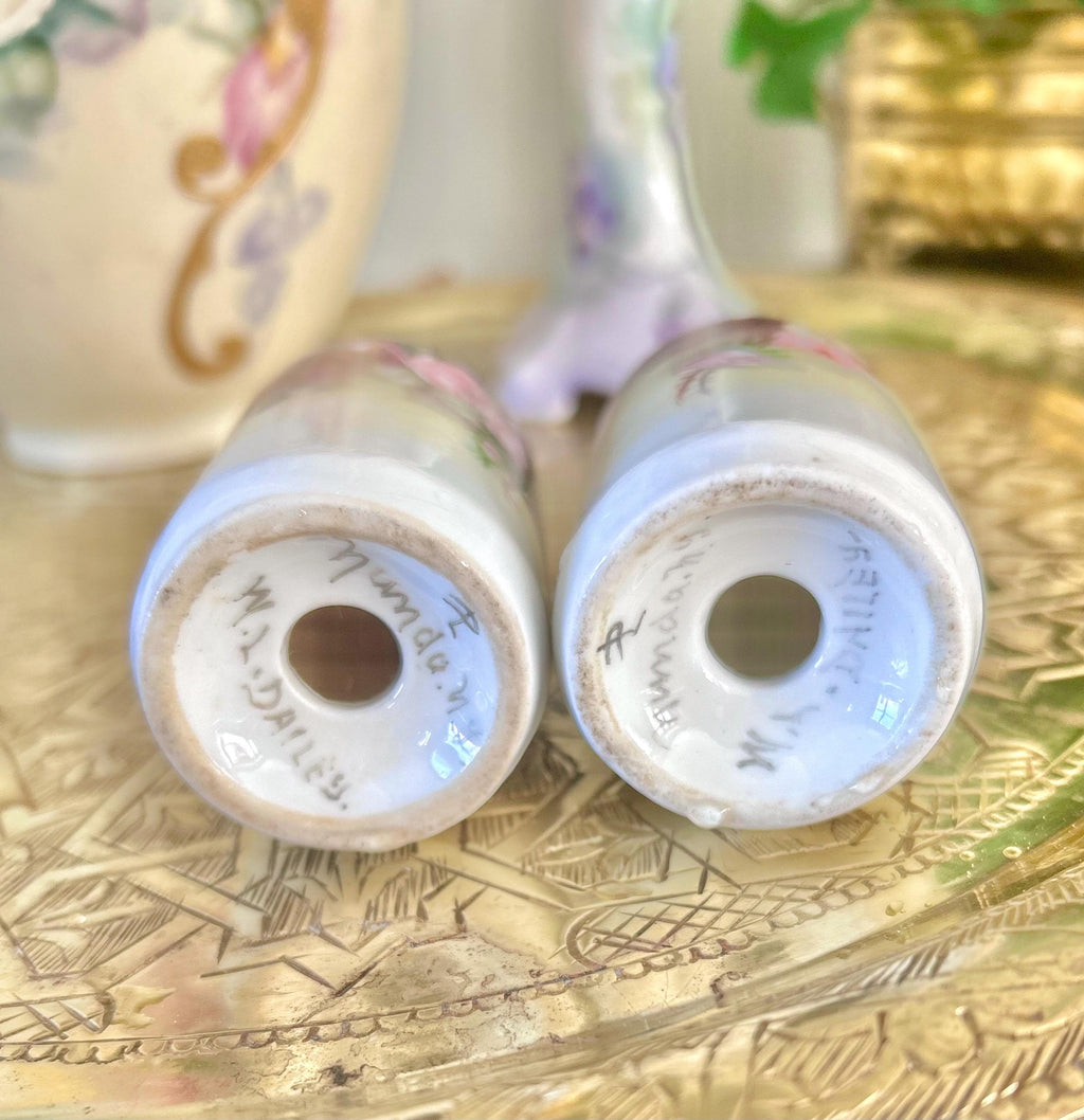 Antique Porcelain Hand-Painted Floral Salt Pepper Shakers - Choose from various pairs