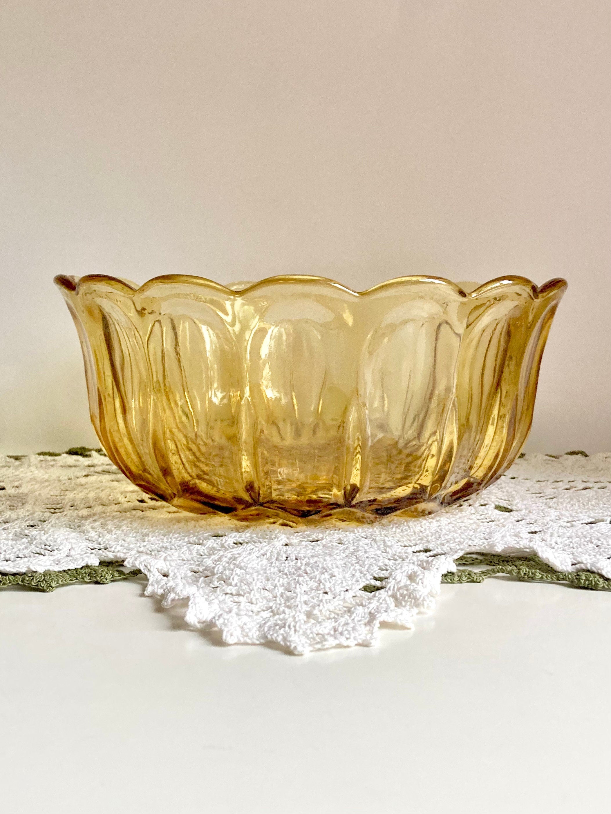 Vintage Anchor Hocking Amber Glass Bowl: 1970s Fairfield Design