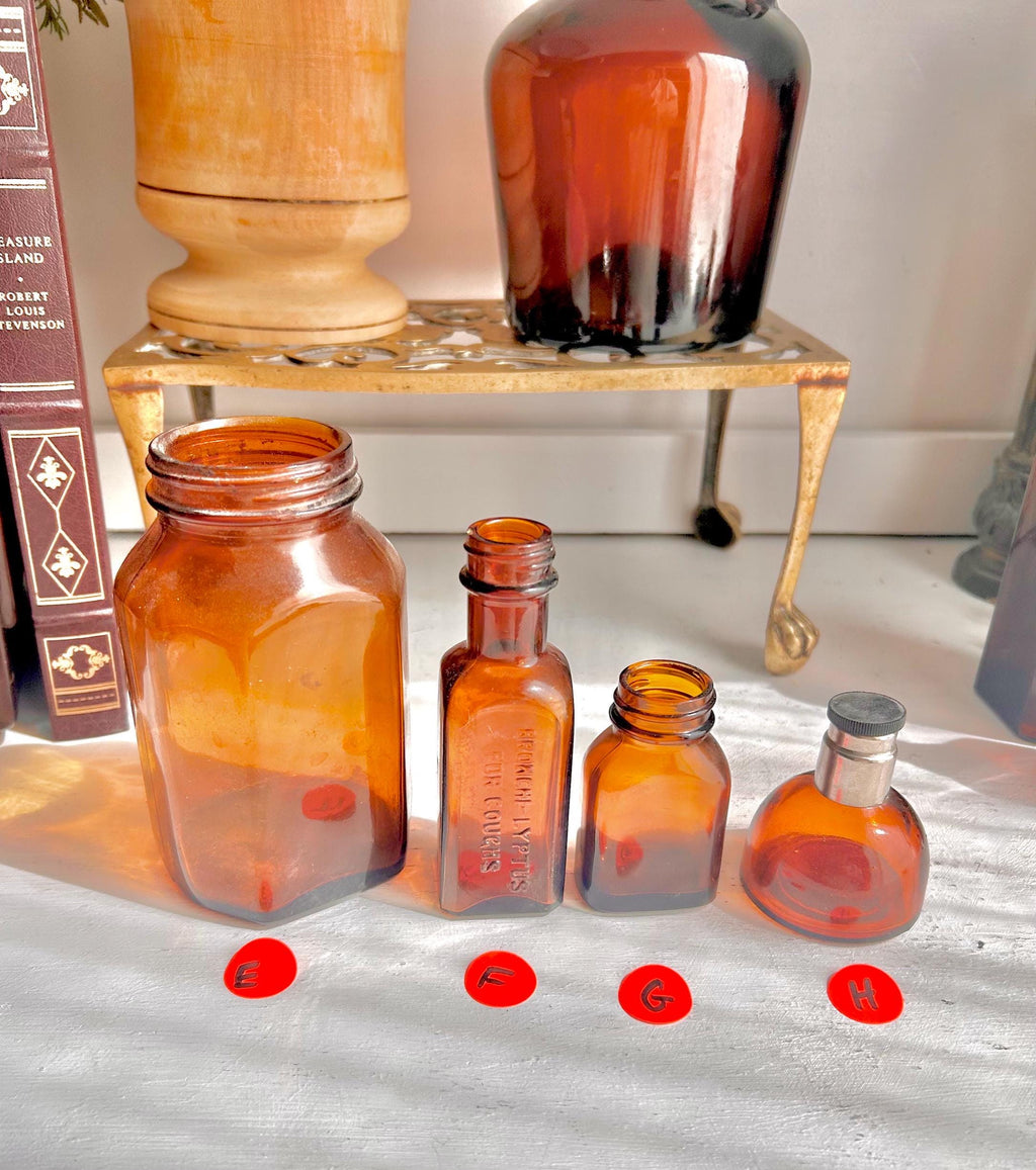 Vintage Amber Apothecary Bottle: Collectible Brown Glass, Choose Your Bottle