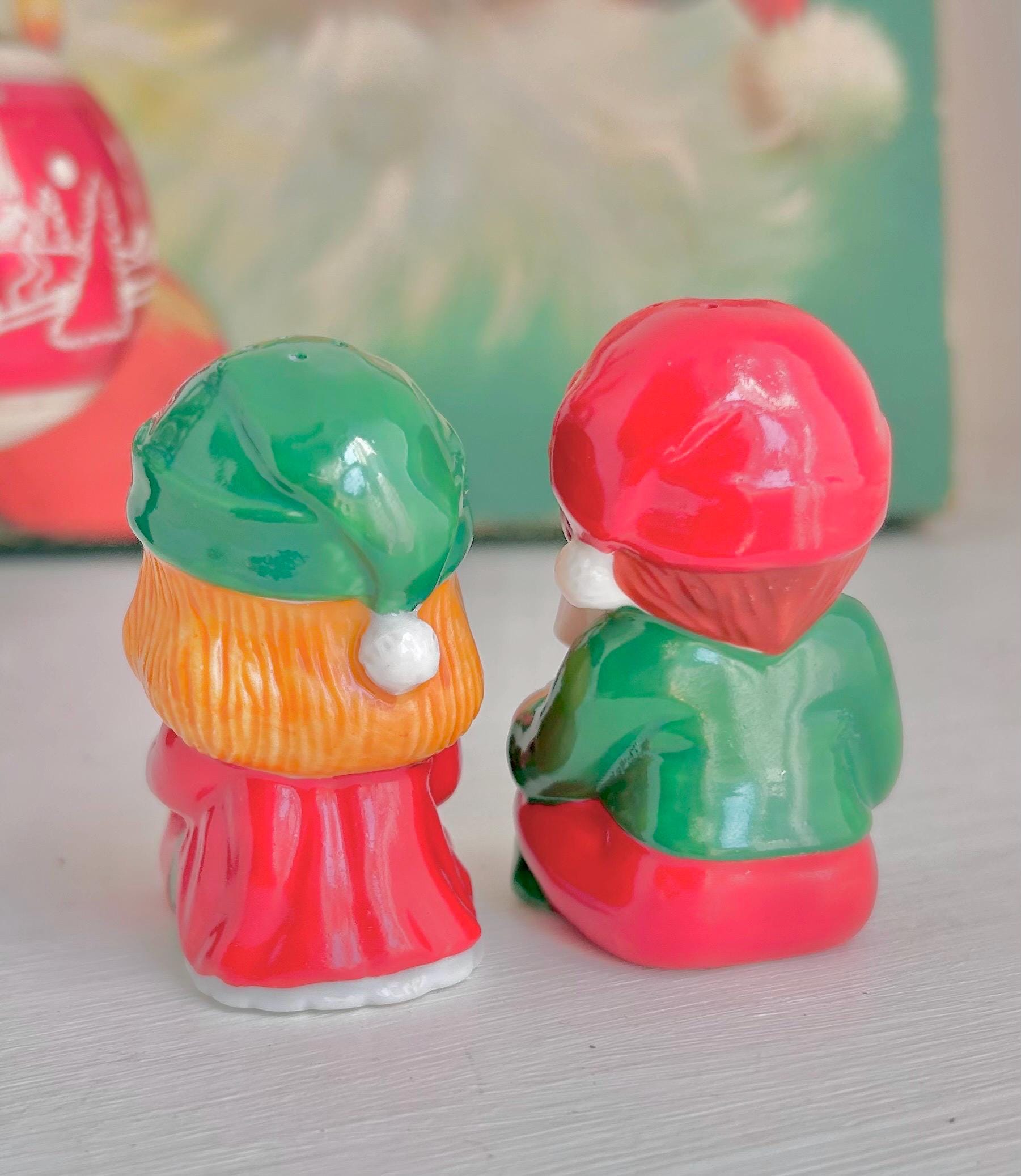 Vintage Avon Christmas Salt and Pepper Shakers - Boy and Girl Figurine Set (1983)