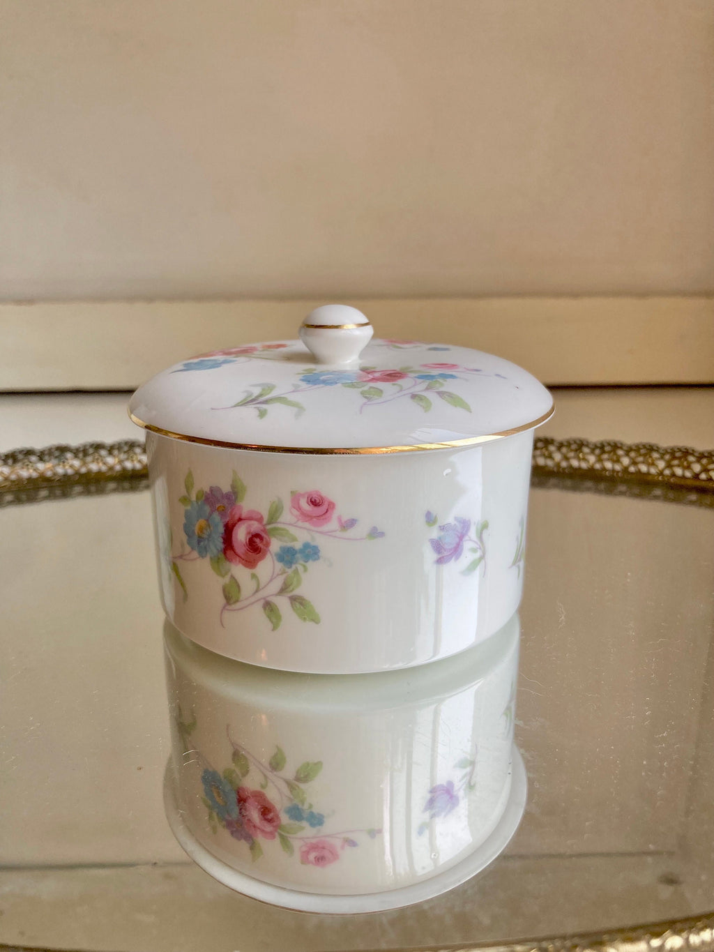 Vintage Hammersley & Co Bone China Floral Lidded Canister - made in England