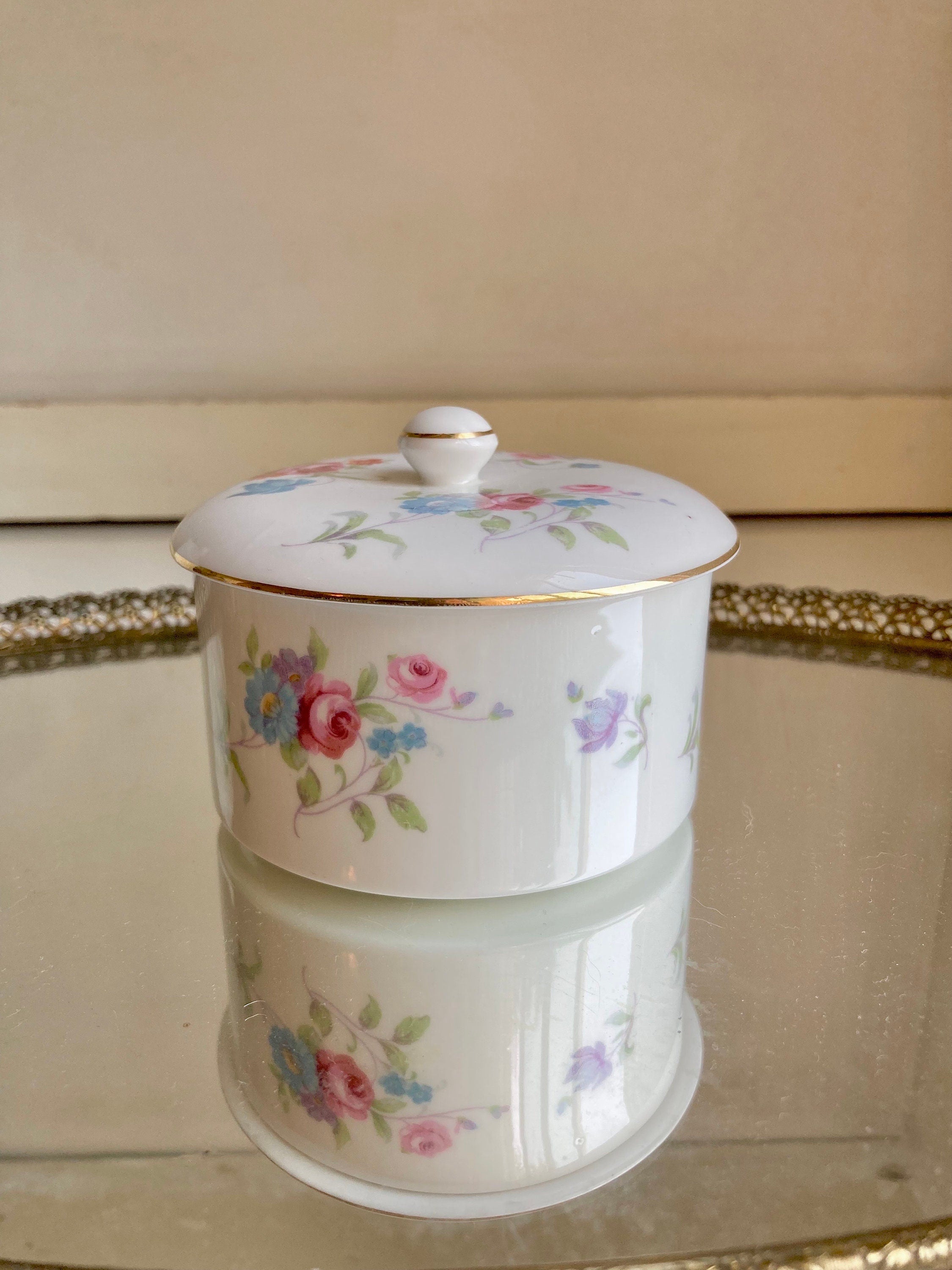 Vintage Hammersley & Co Bone China Floral Lidded Canister - made in England