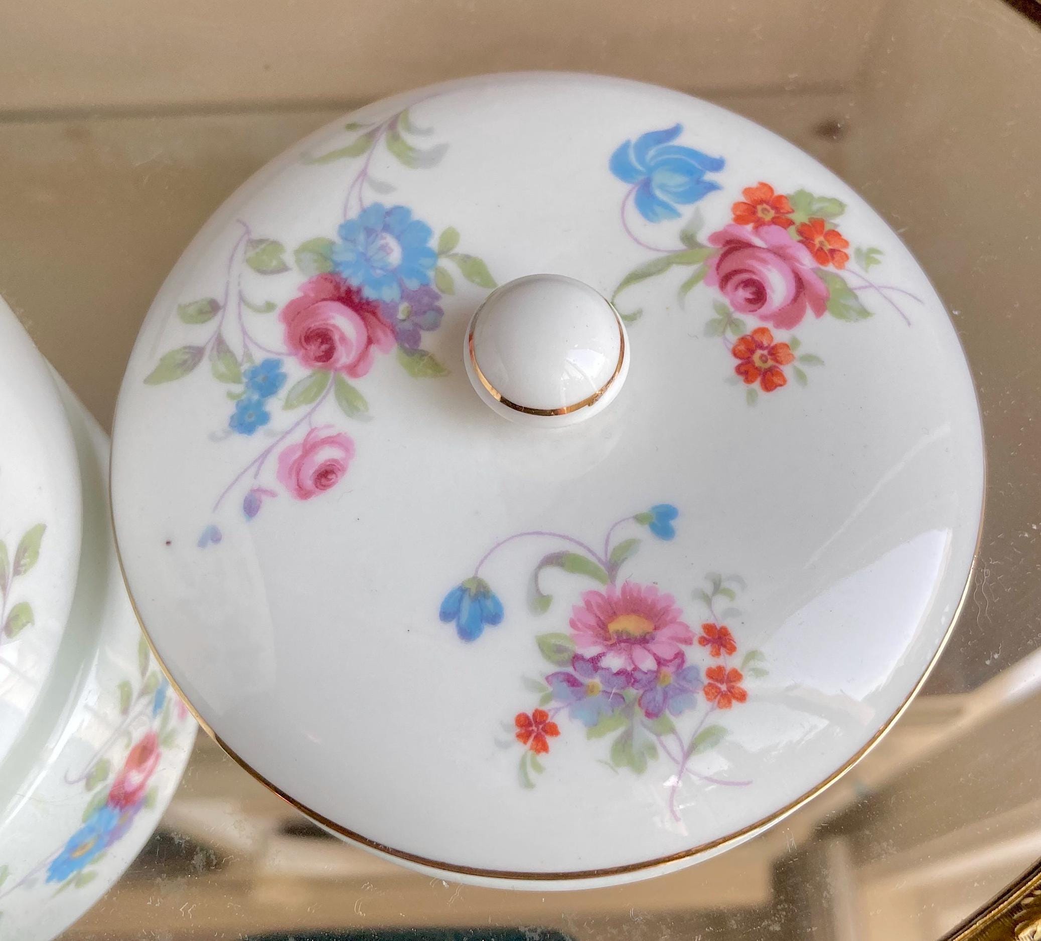 Vintage Hammersley & Co Bone China Floral Lidded Canister - made in England