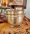 Vintage Solid Brass Footed Cachepot