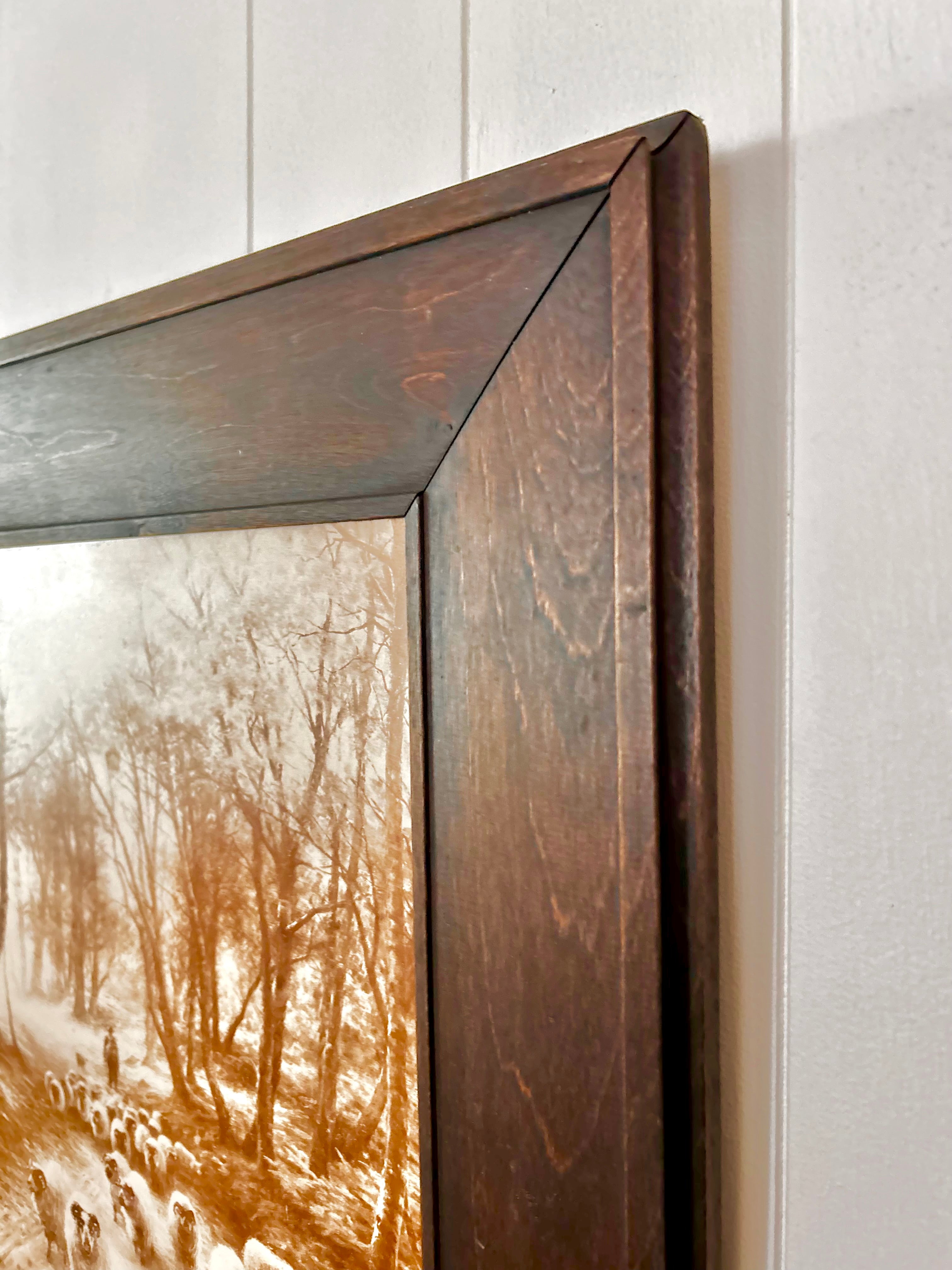 Large Vintage Wooden-Framed Pastoral Print