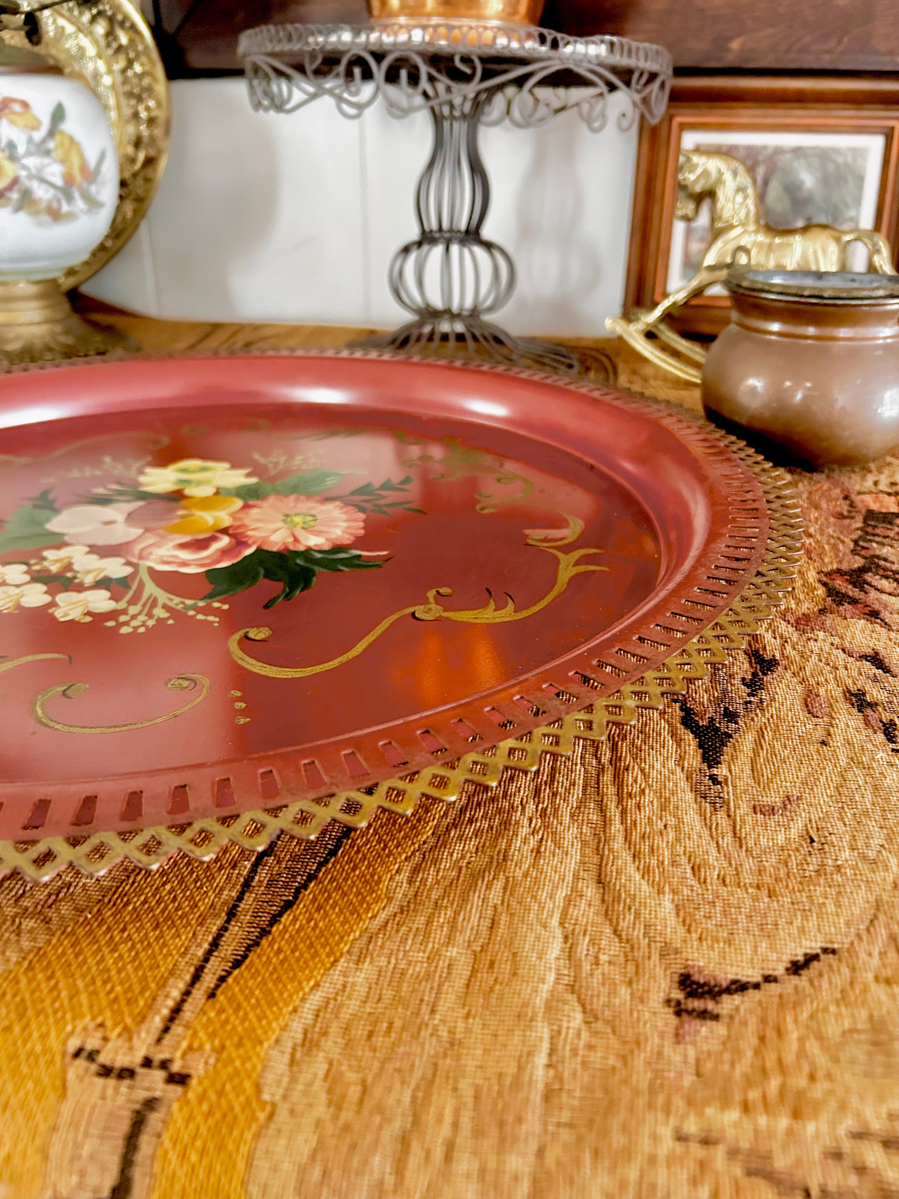Vintage Large Handpainted Tole Tray