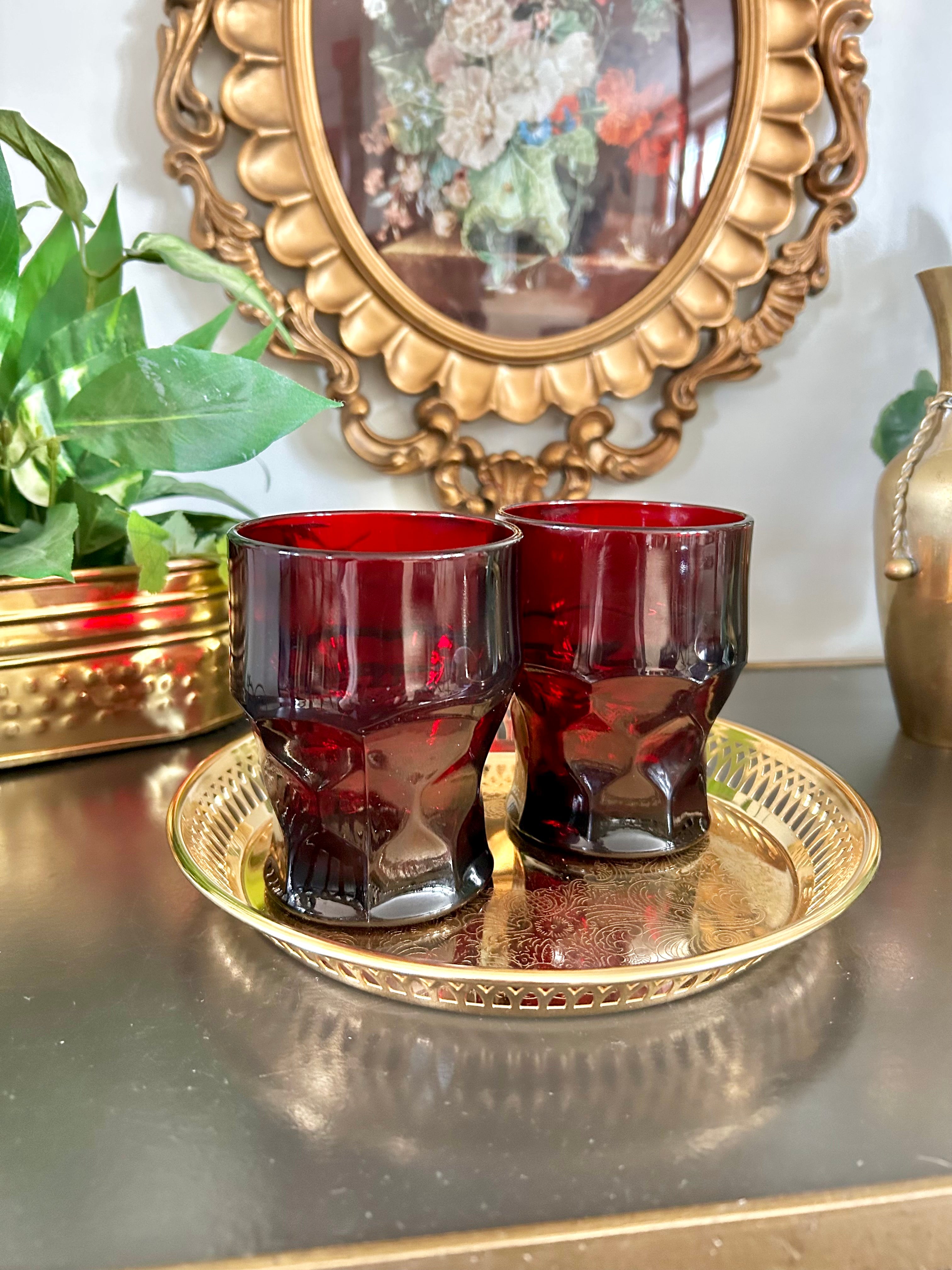 Pair of Vintage Anchor Hocking Ruby Red Tumblers