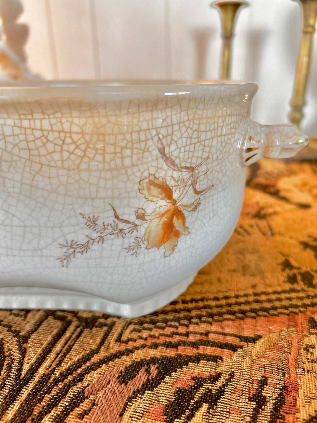 Antique Johnson Bros England Semi Porcelain Stained Ironstone Large Casserole Dish