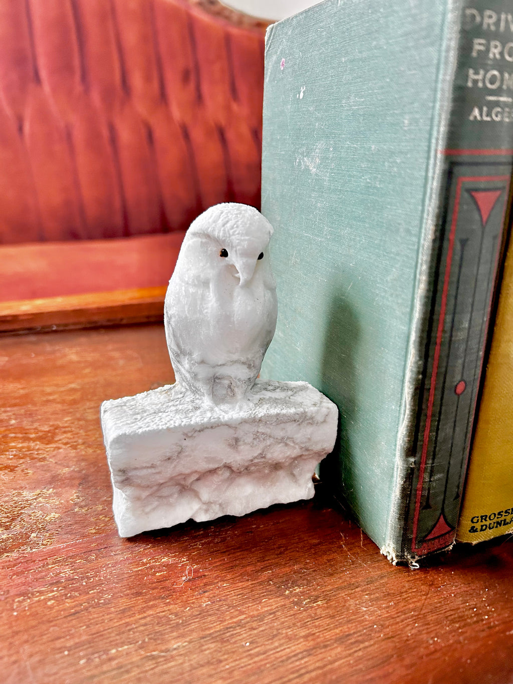 Vintage Hand-carved Natural Stone Owl Bookends