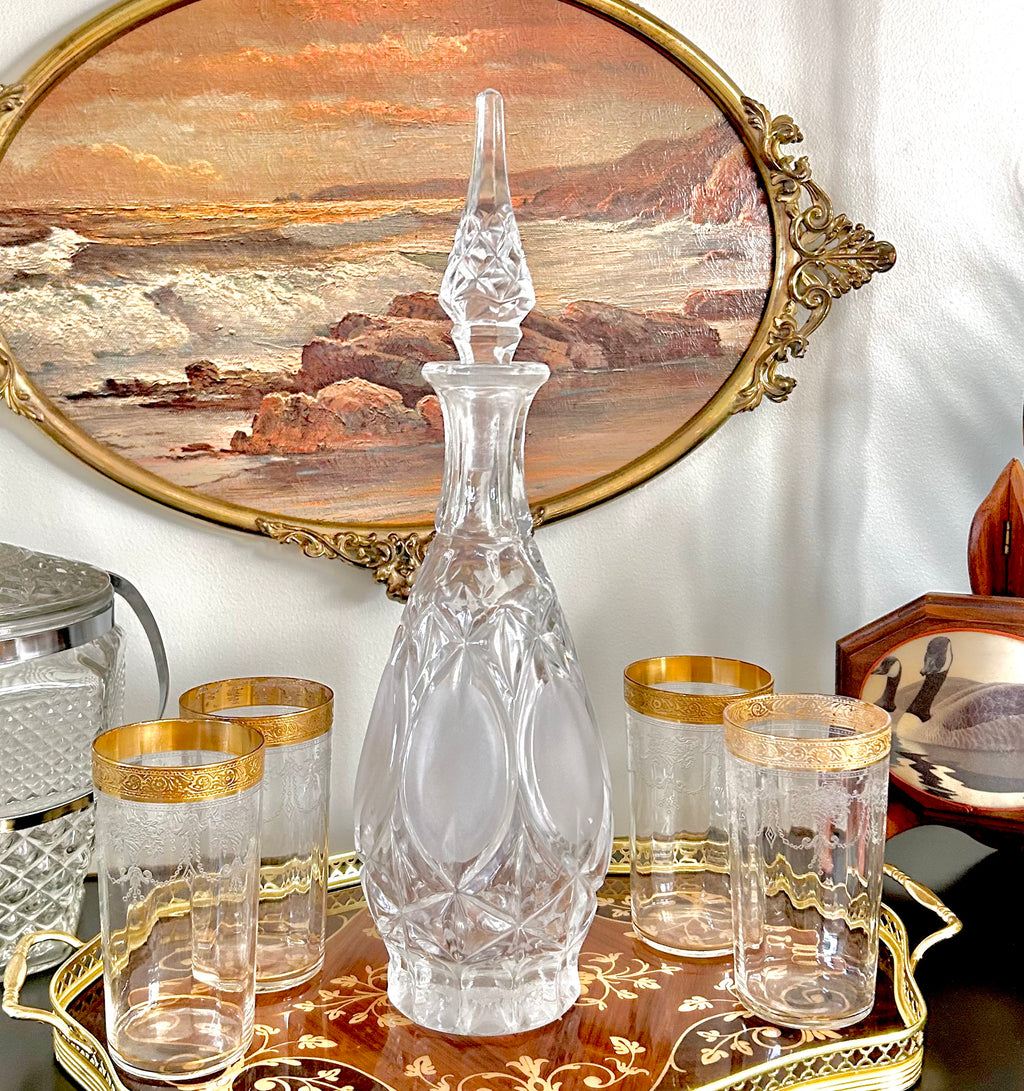 Vintage Cut Crystal Glass Decanter