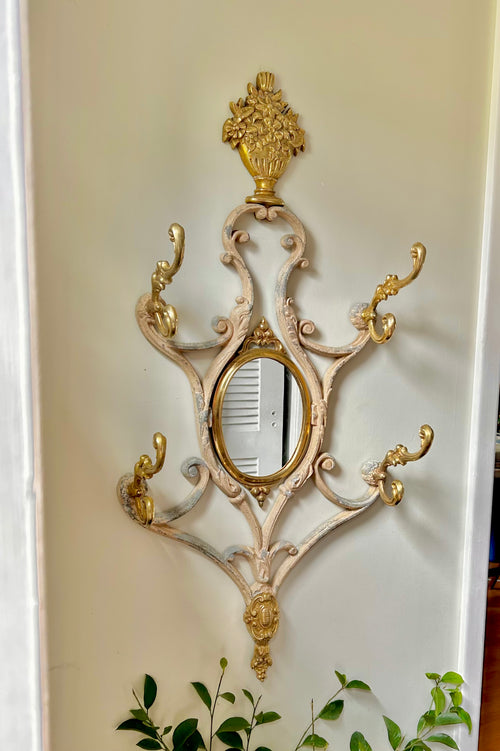 Antique French Solid Brass and Cast Metal Mirror Wall Hooks