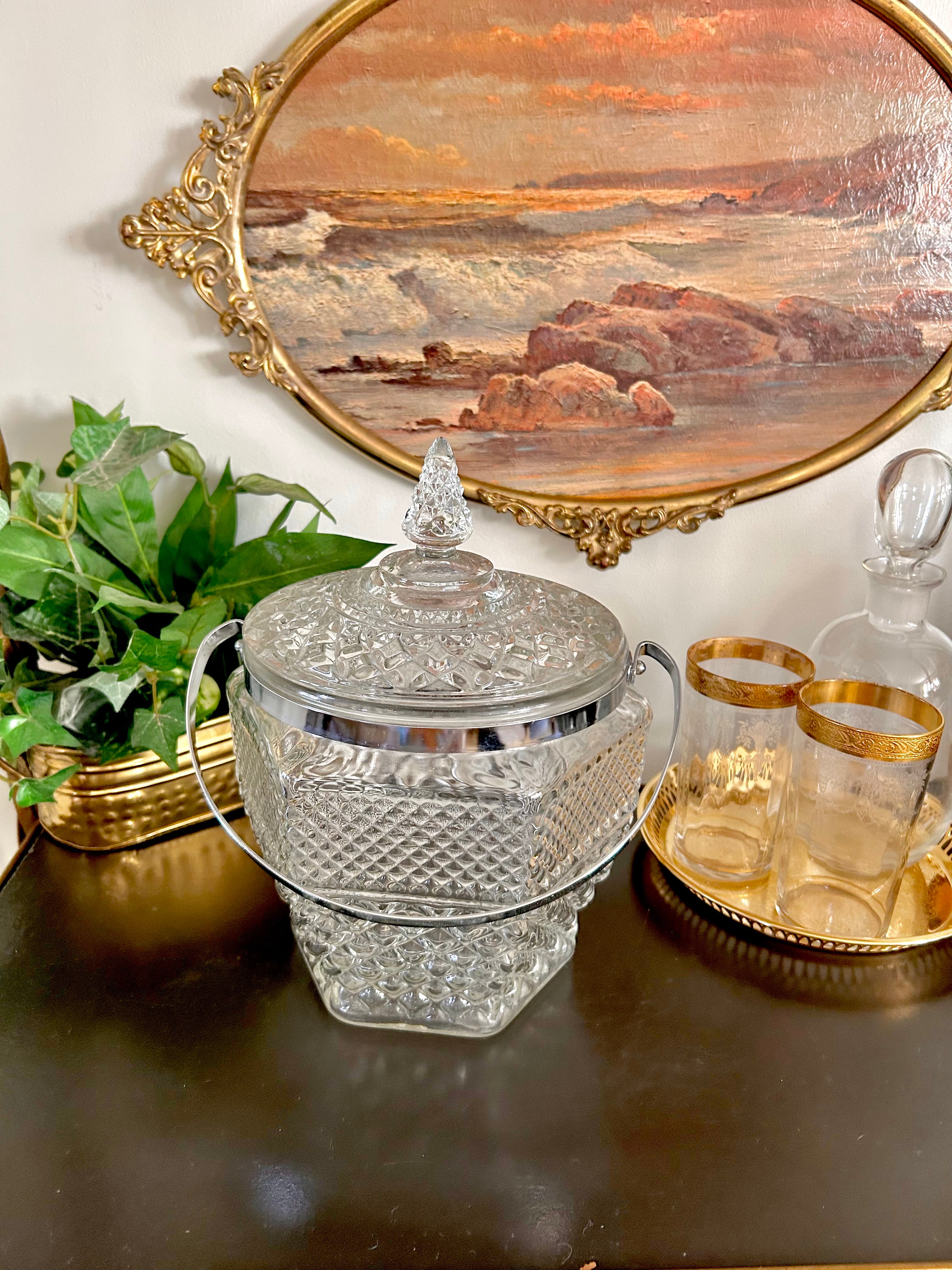 Vintage Glass Ice Bucket