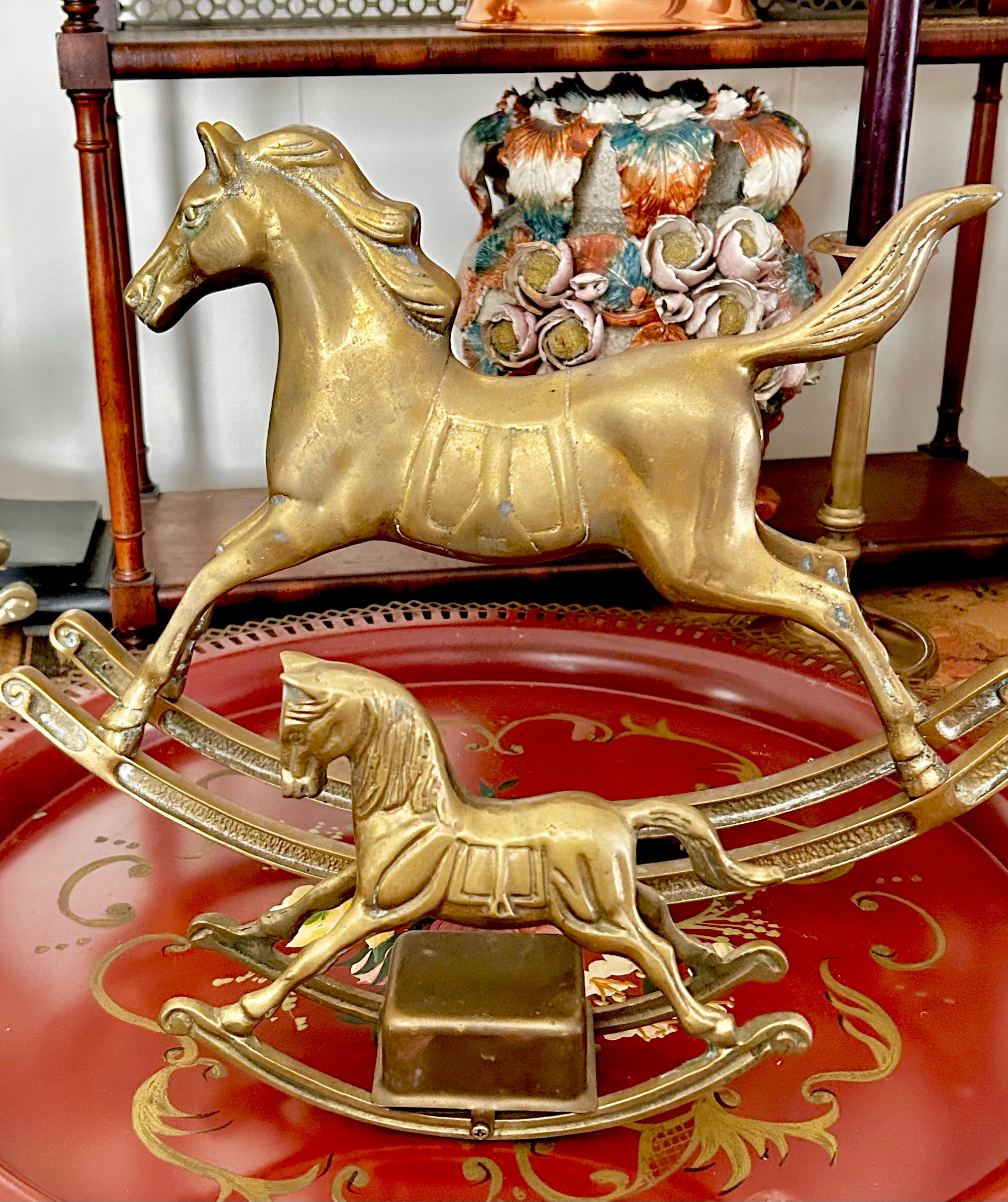 Vintage Solid Brass Rocking Horses