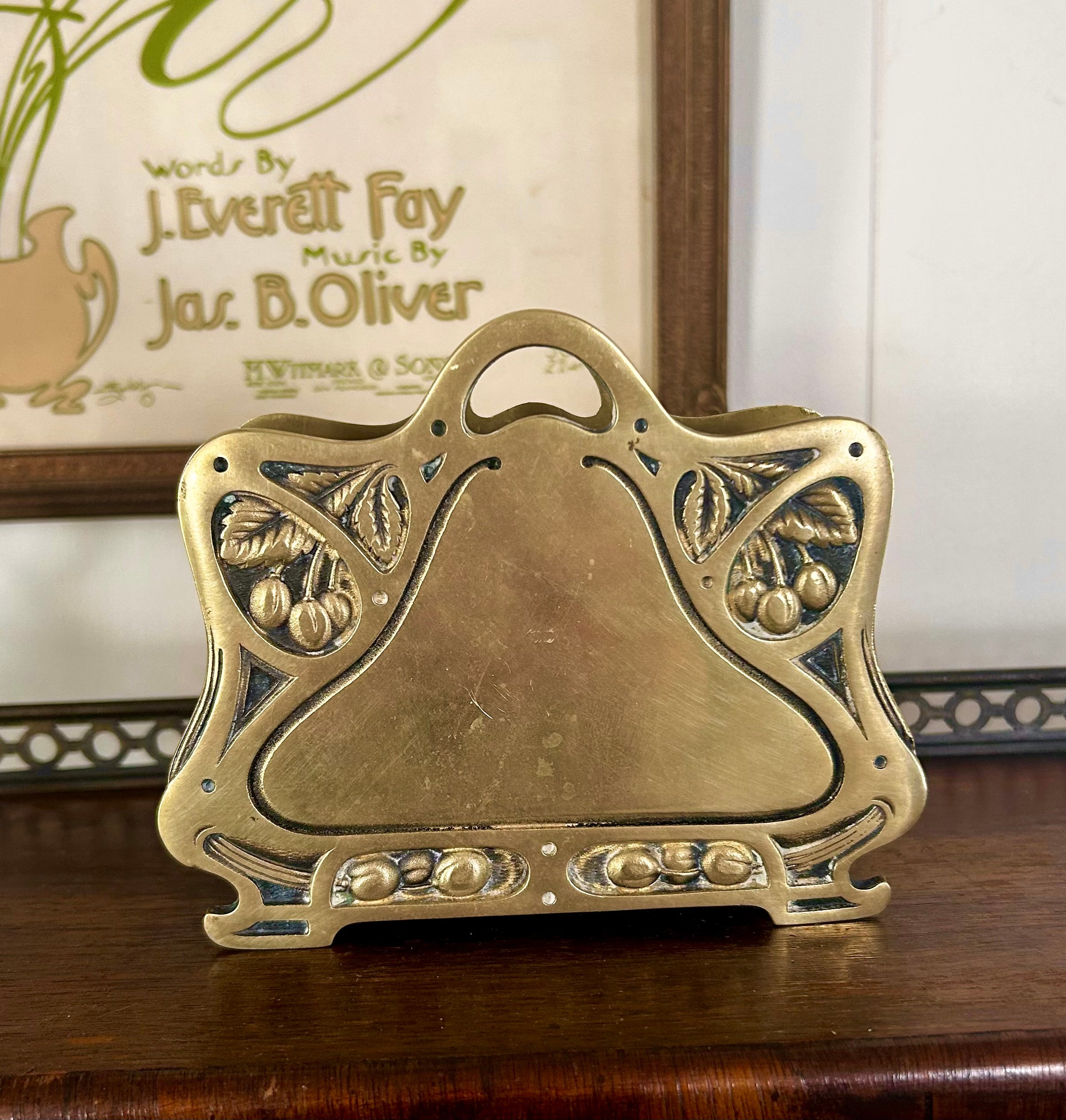 Antique Art Nouveau Brass Letter Holder