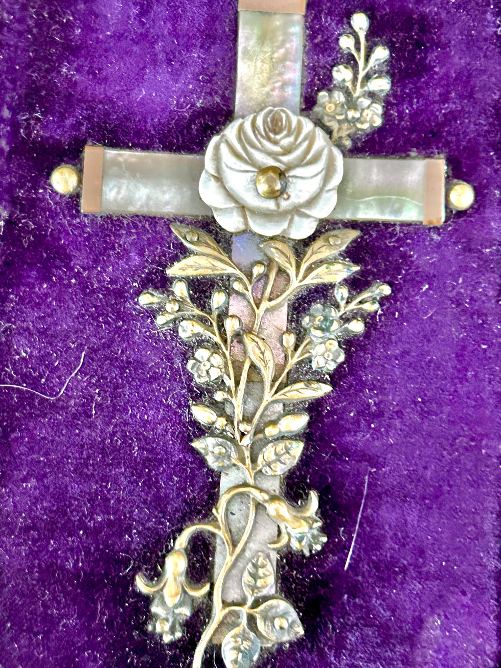 Antique 1880s Velvet Brass Pocket Prayer Book