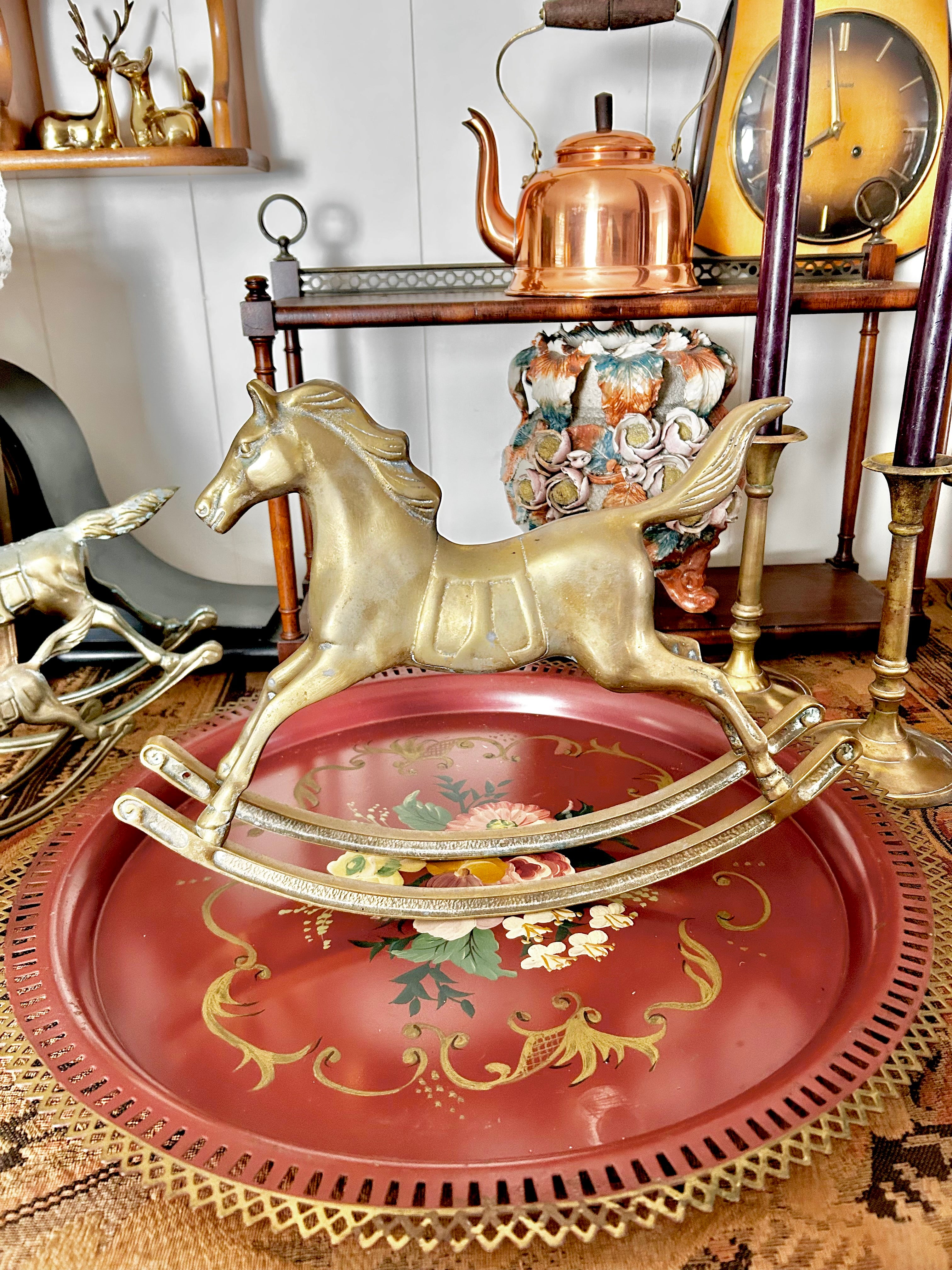 Vintage Solid Brass Rocking Horses