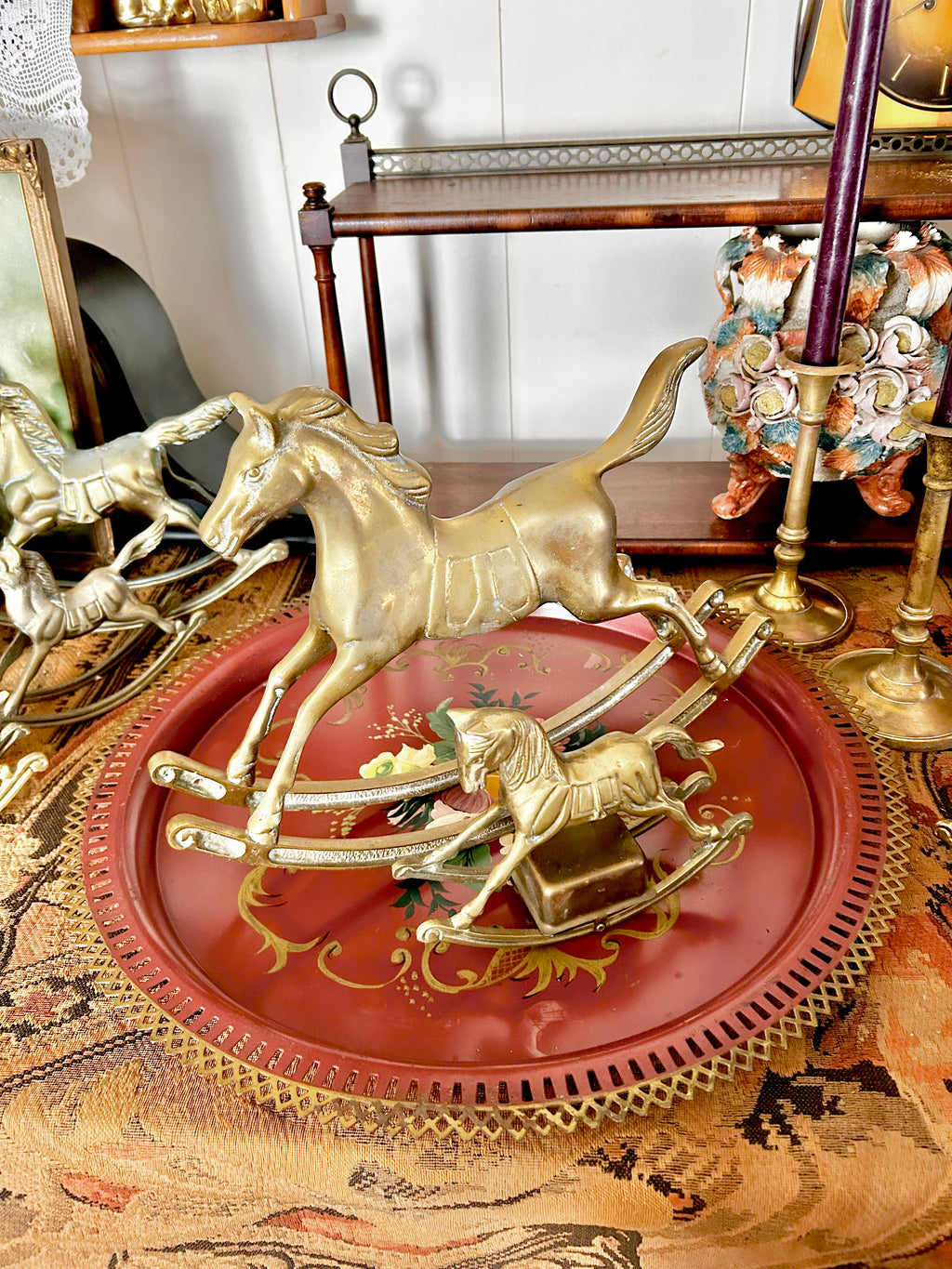 Vintage Solid Brass Rocking Horses