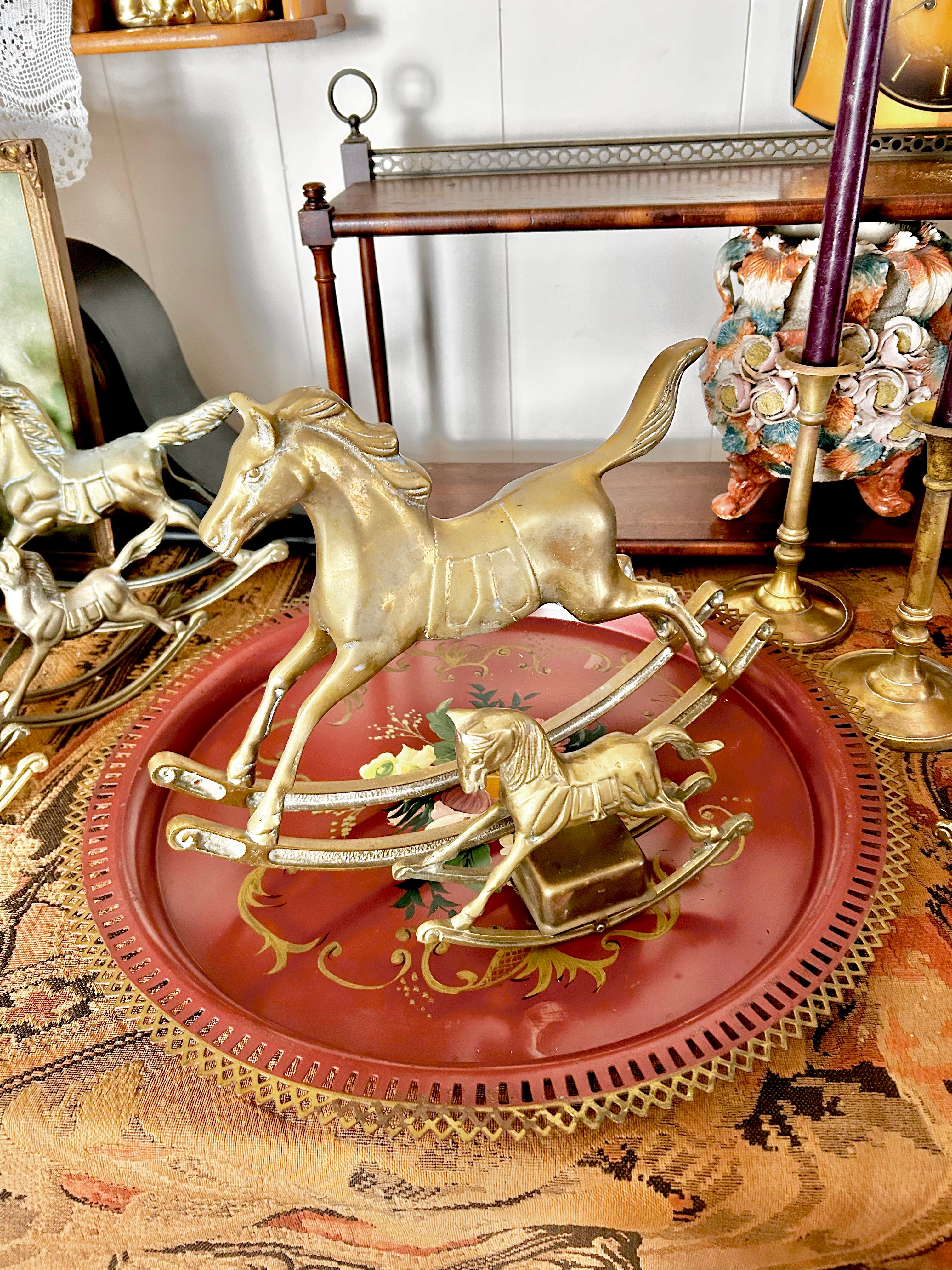 Vintage Solid Brass Rocking Horses