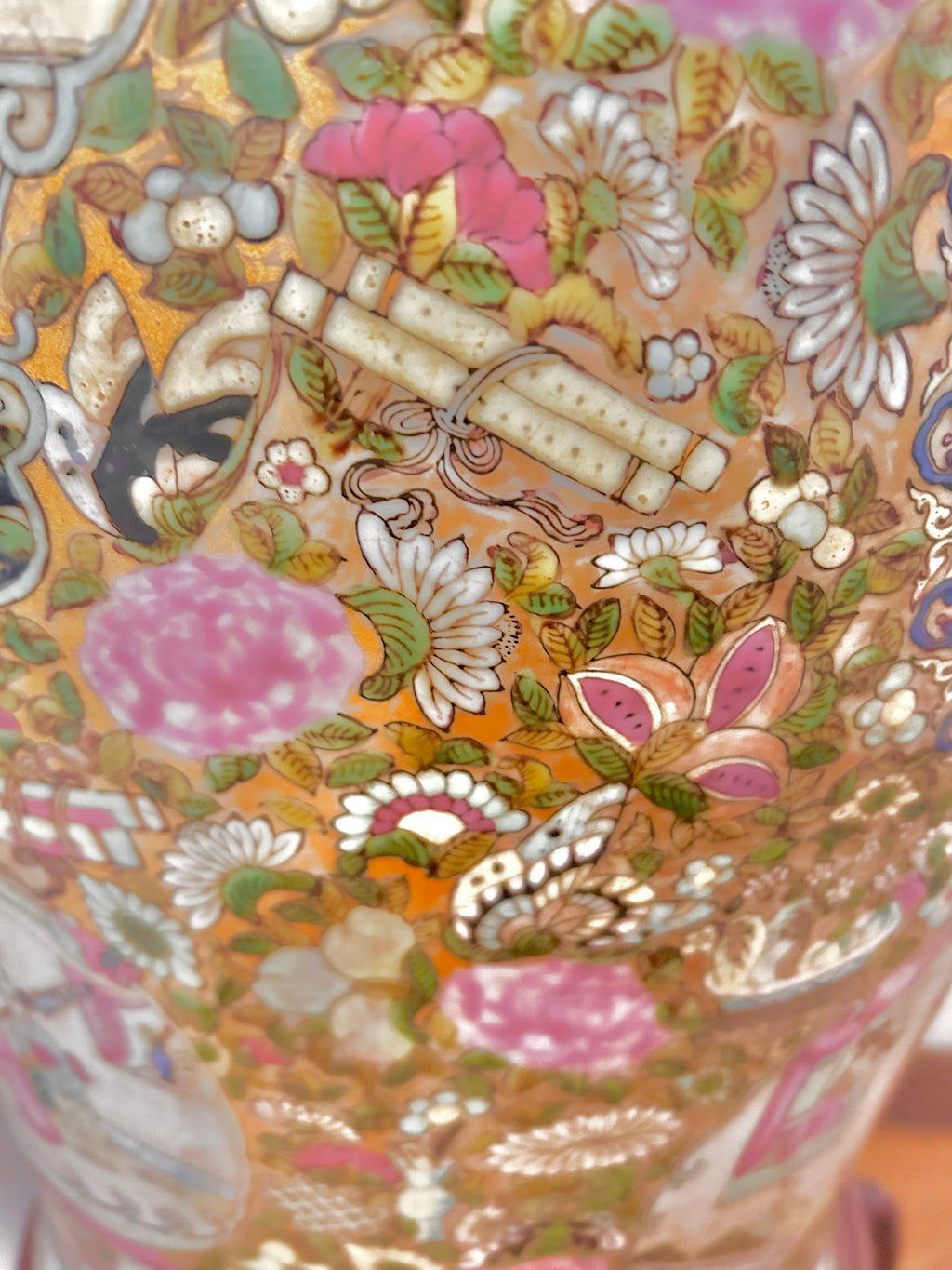 Antique Huge Sized Famille Rose (Medallion) Floor Ginger Jar Vase - flawless