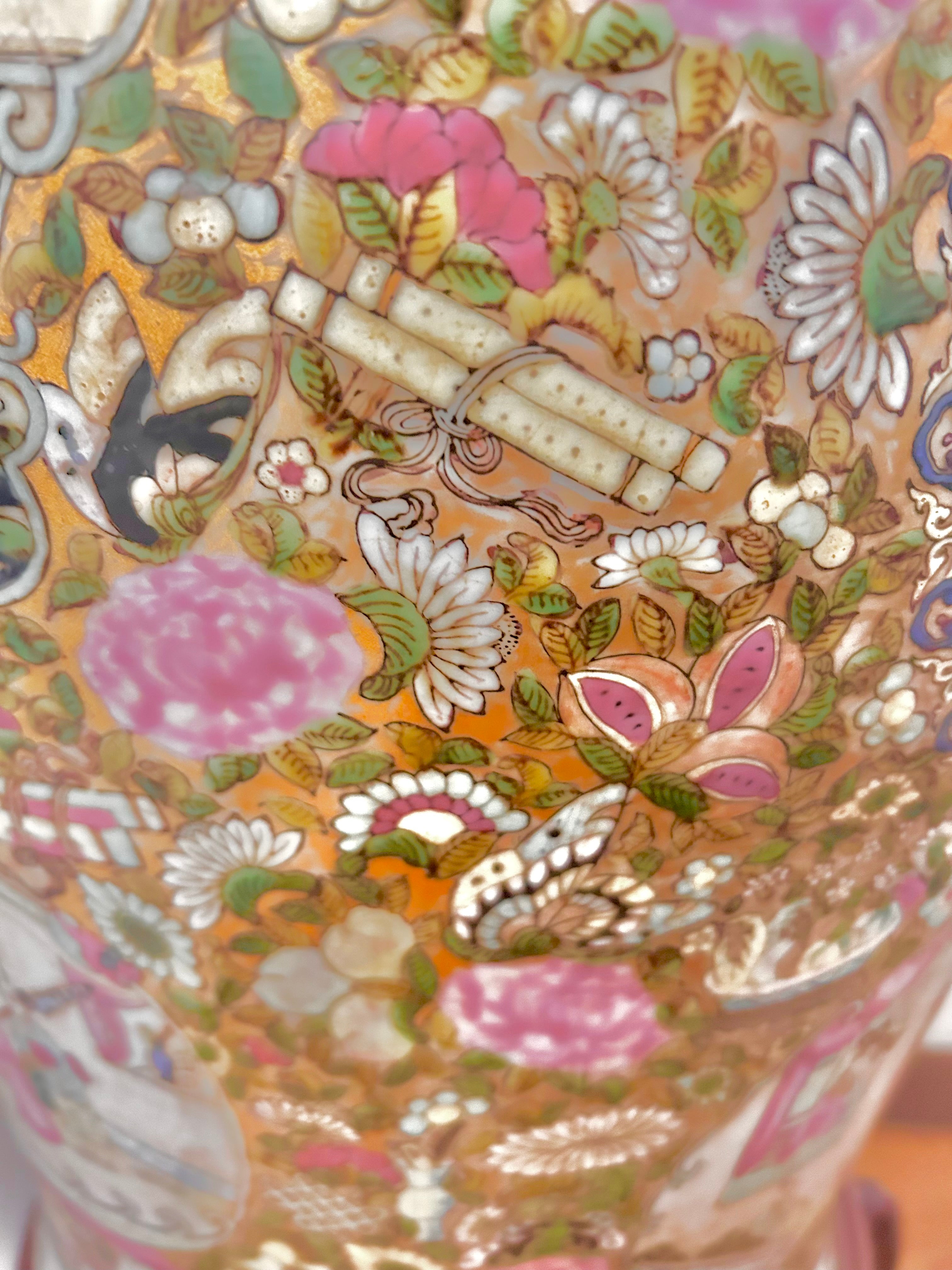 Antique Huge Sized Famille Rose (Medallion) Floor Ginger Jar Vase - flawless