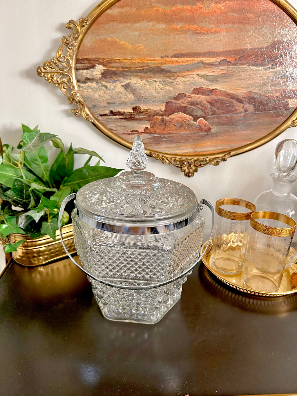 Vintage Glass Ice Bucket