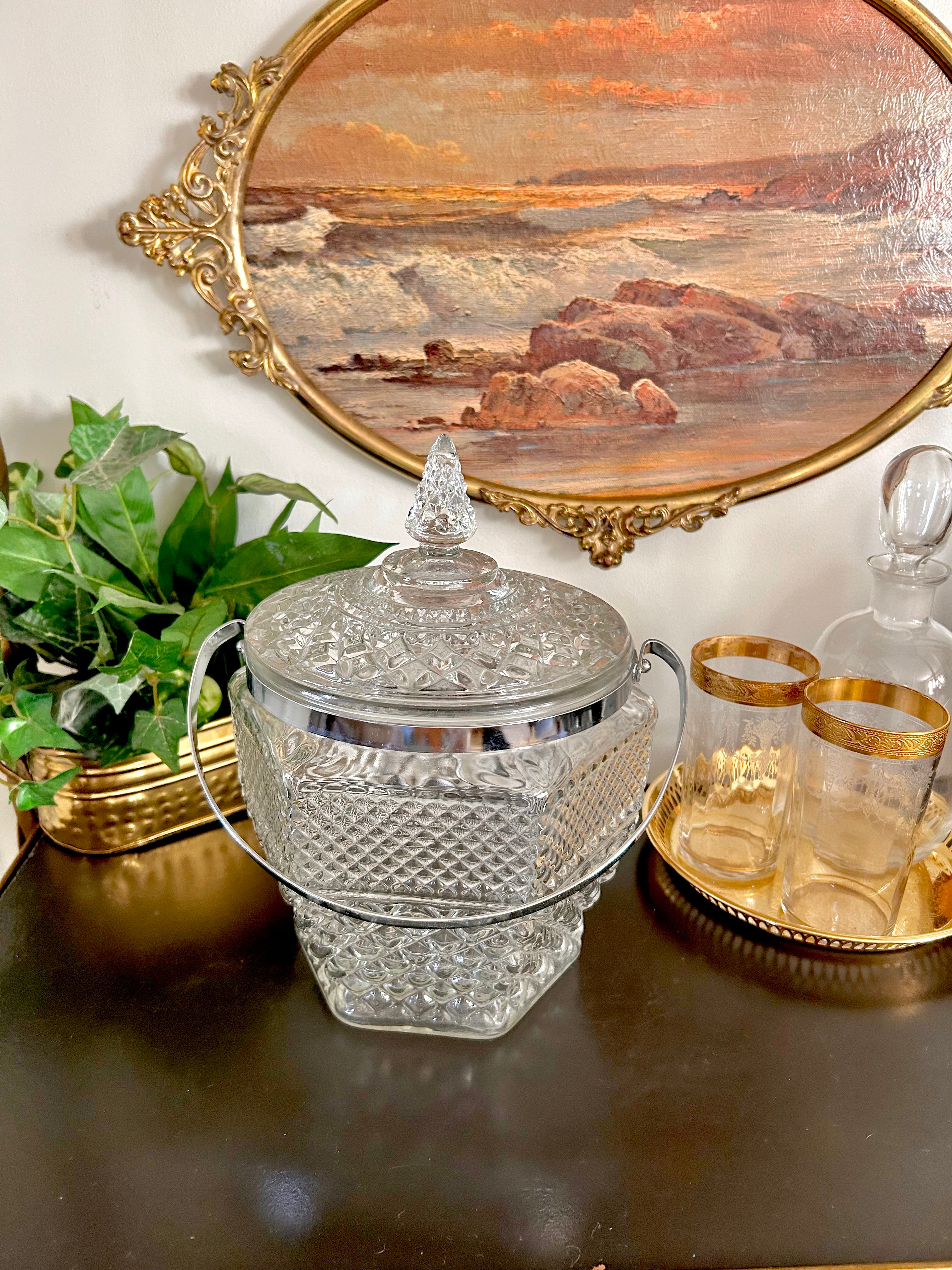 Vintage Glass Ice Bucket
