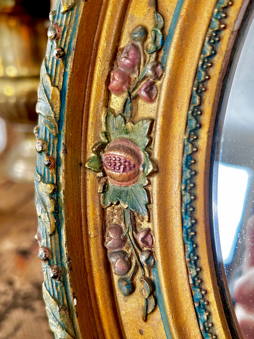 Antique Ornate Oval Mirror