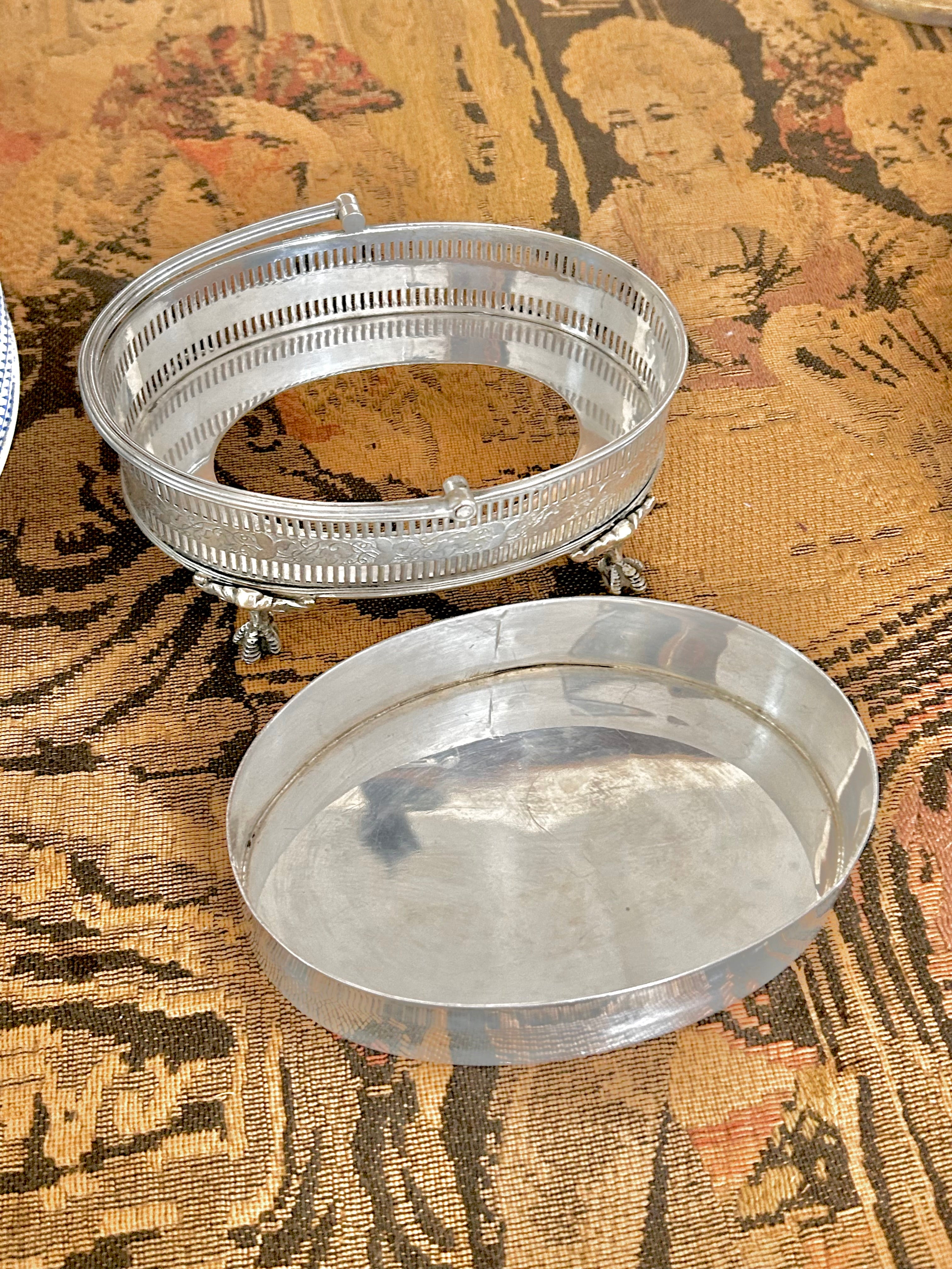 Small Vintage Silverplate Footed Basket