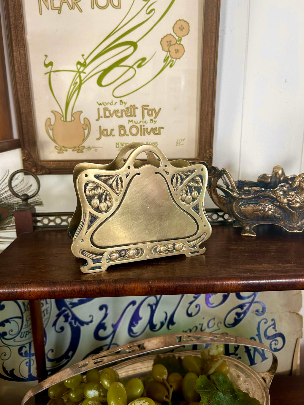 Antique Art Nouveau Brass Letter Holder