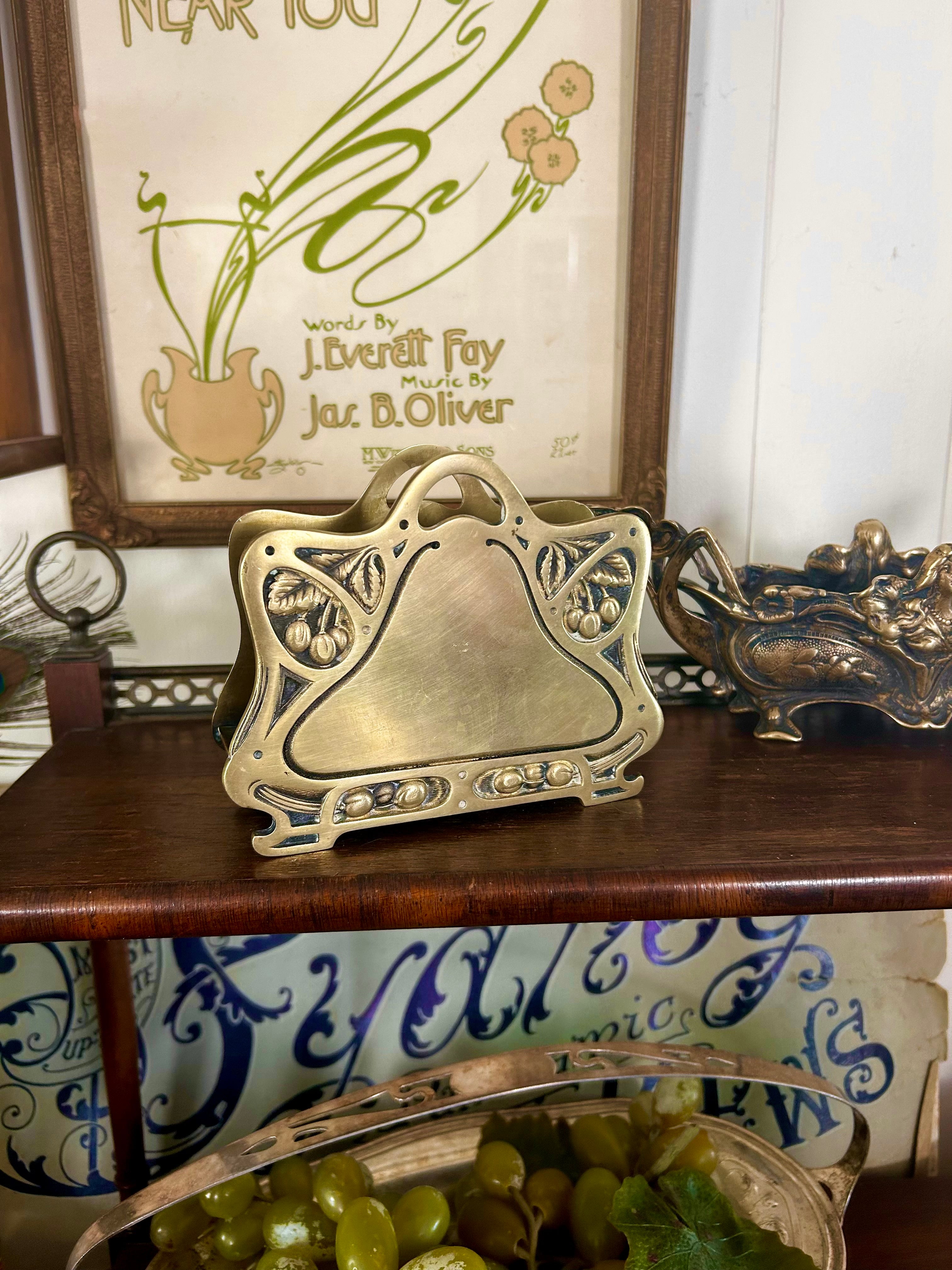 Antique Art Nouveau Brass Letter Holder