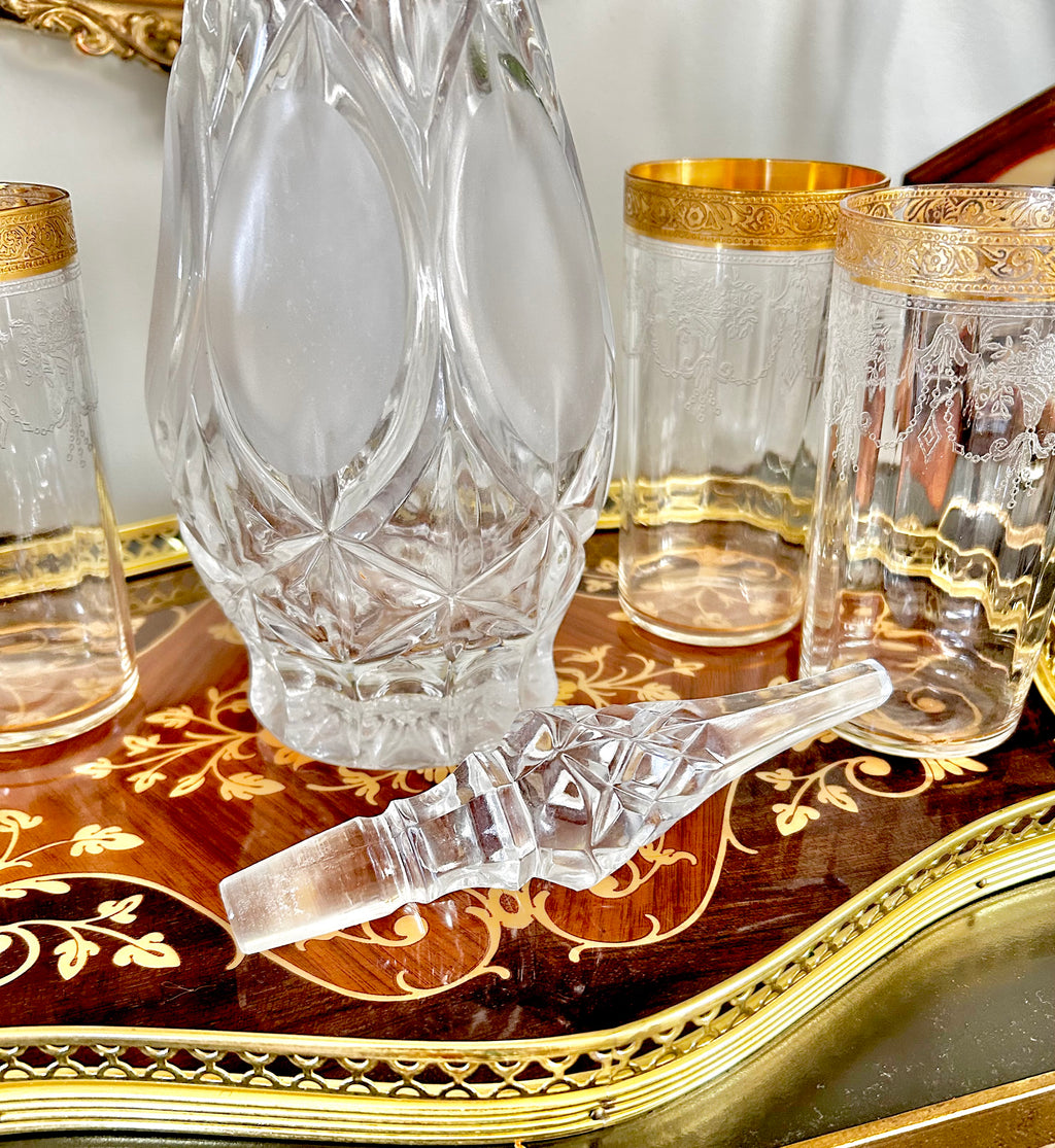 Vintage Cut Crystal Glass Decanter