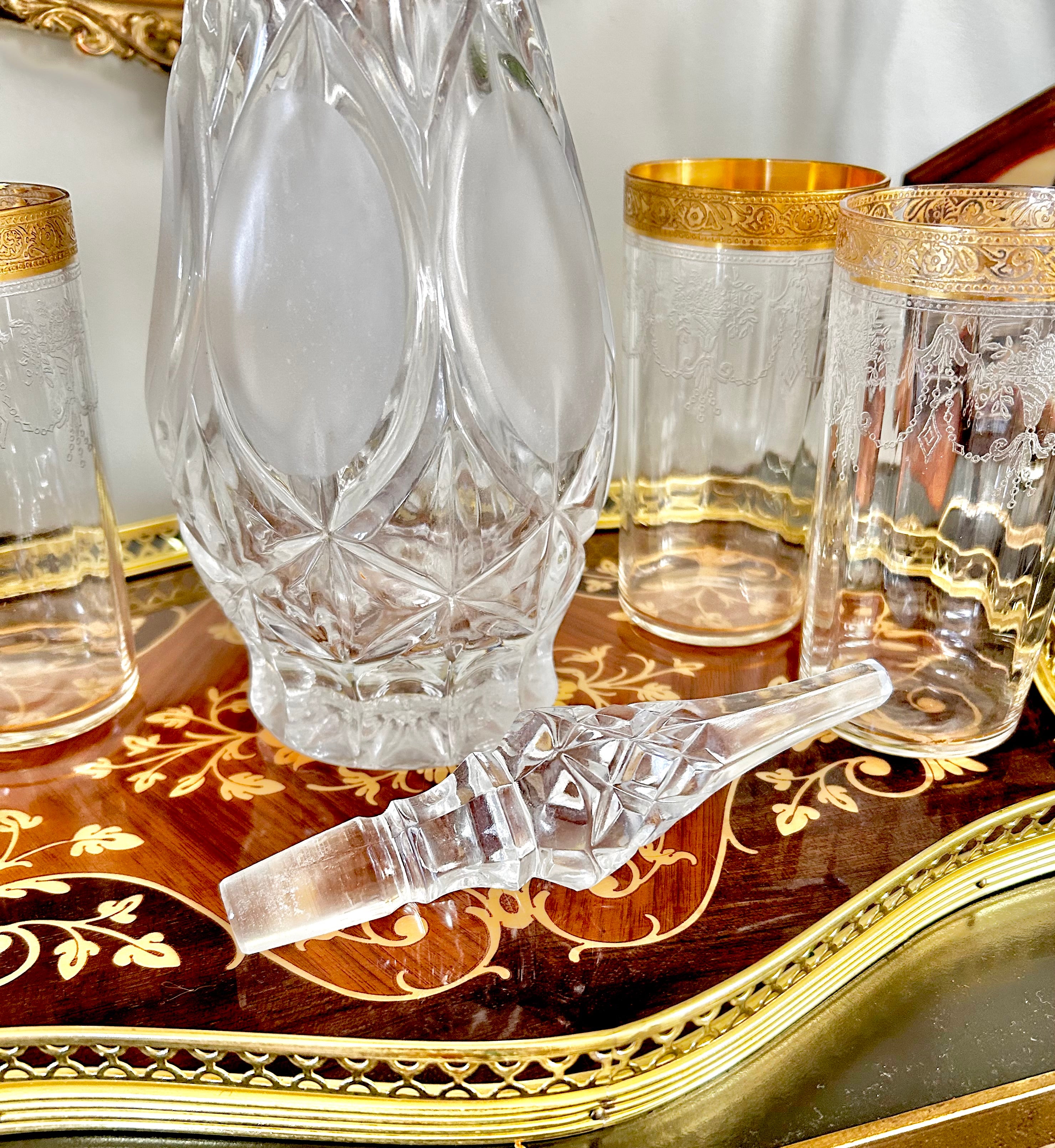 Vintage Cut Crystal Glass Decanter