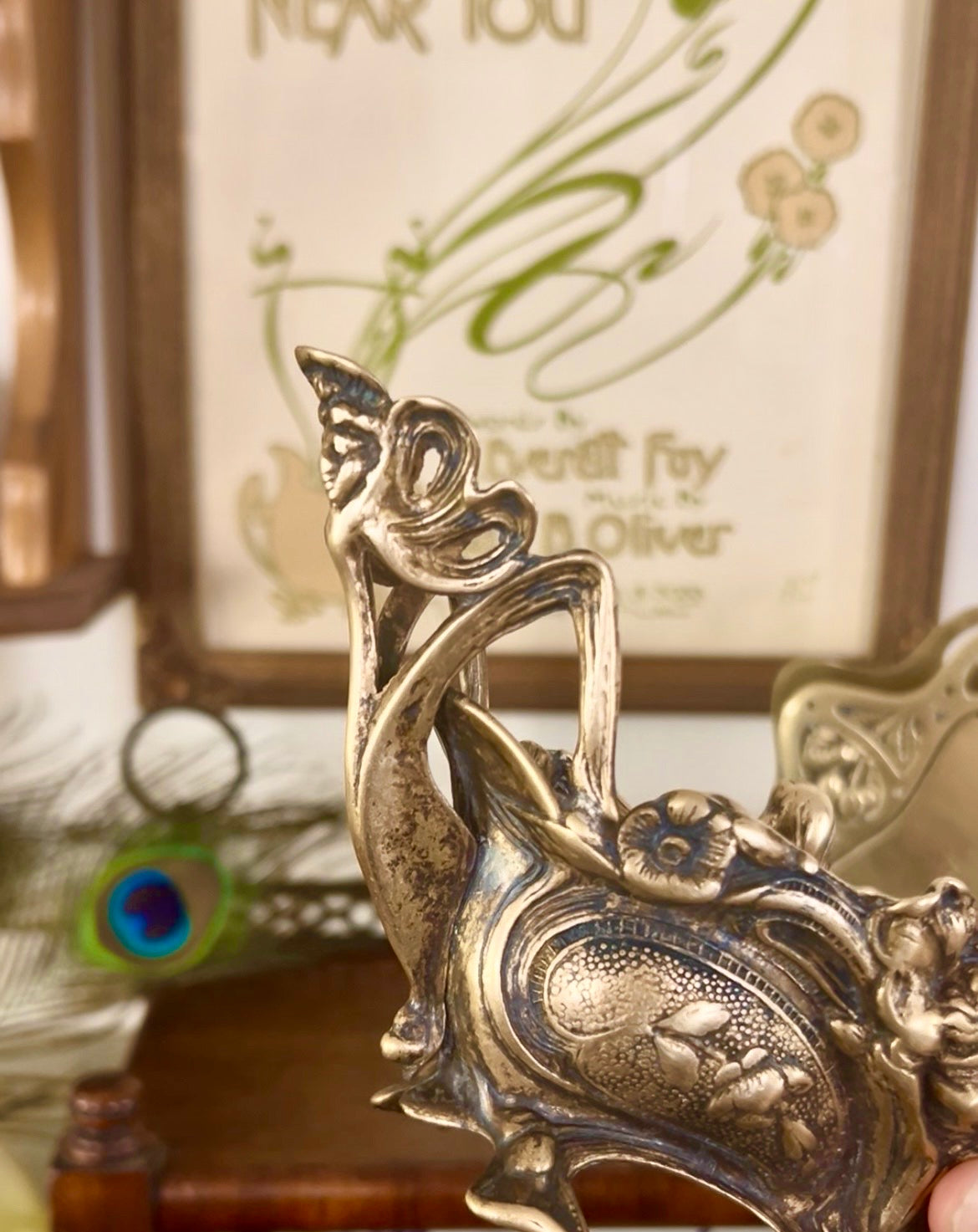 Antique Art Nouveau Brass Jardinier