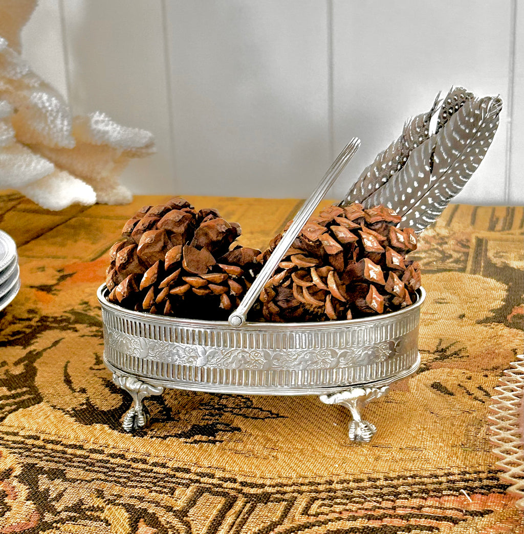 Small Vintage Silverplate Footed Basket