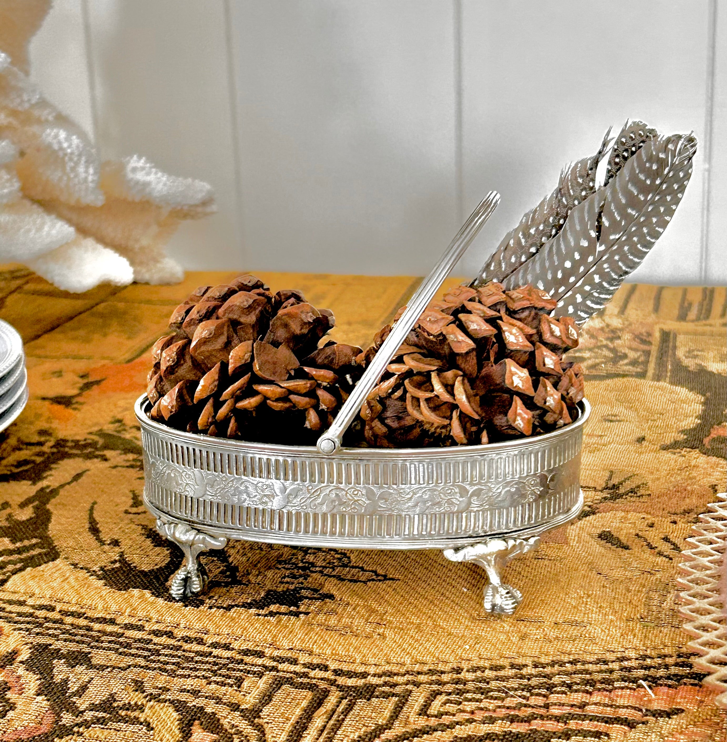 Small Vintage Silverplate Footed Basket