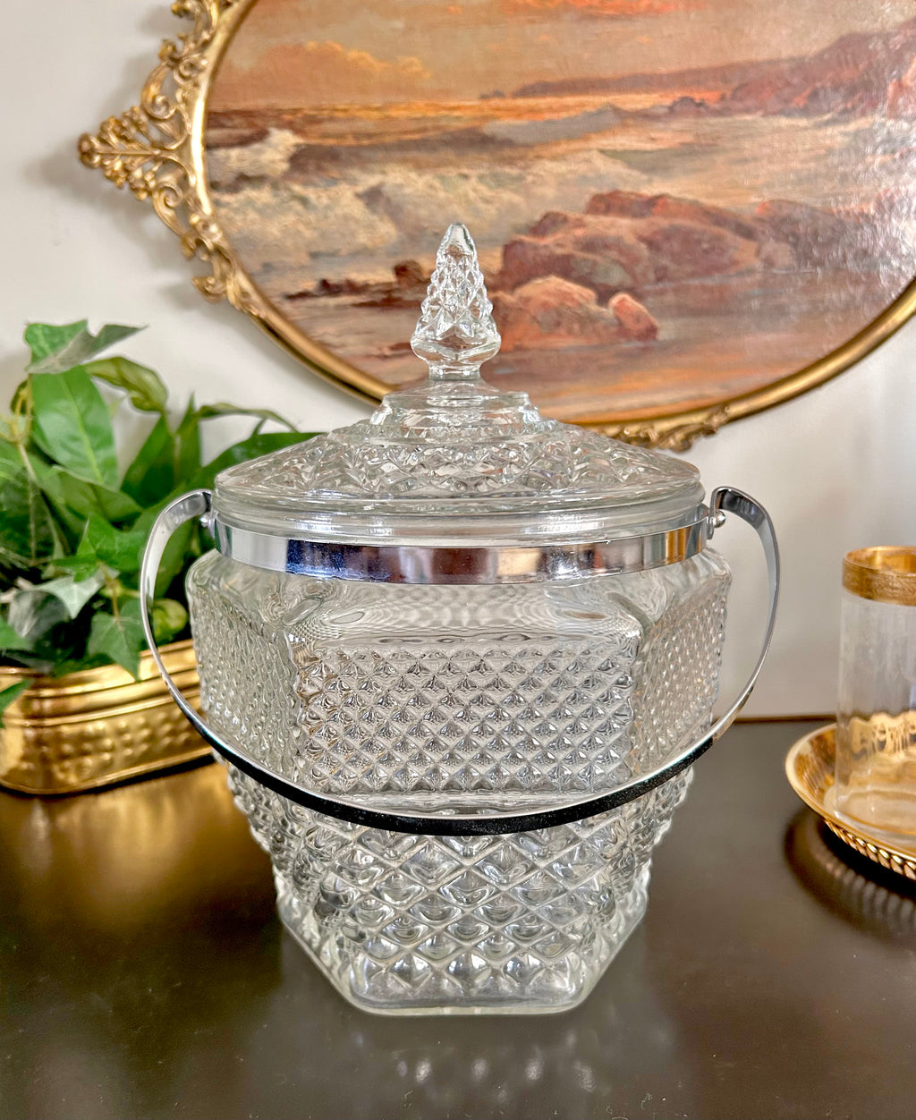 Vintage Glass Ice Bucket