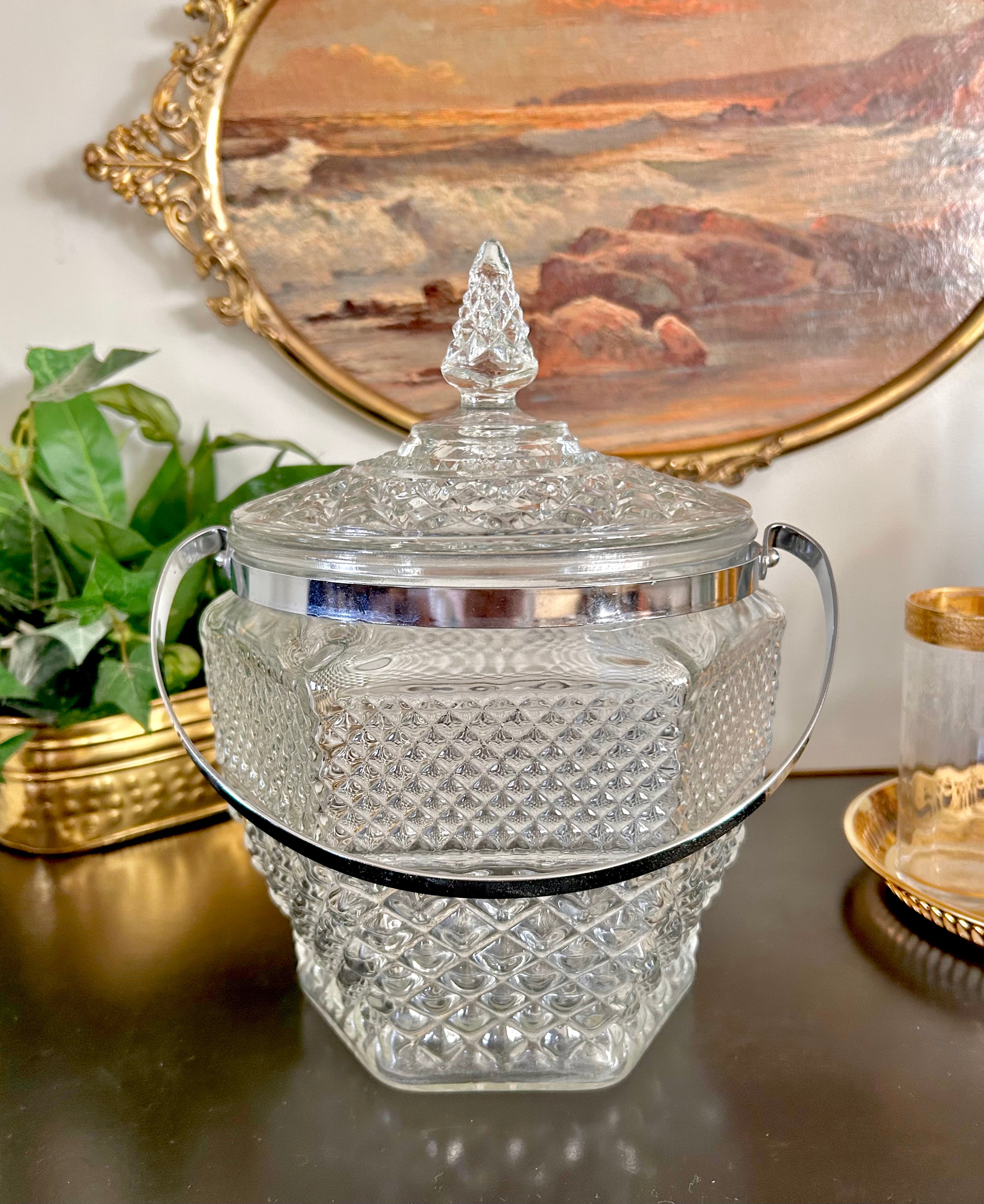 Vintage Glass Ice Bucket