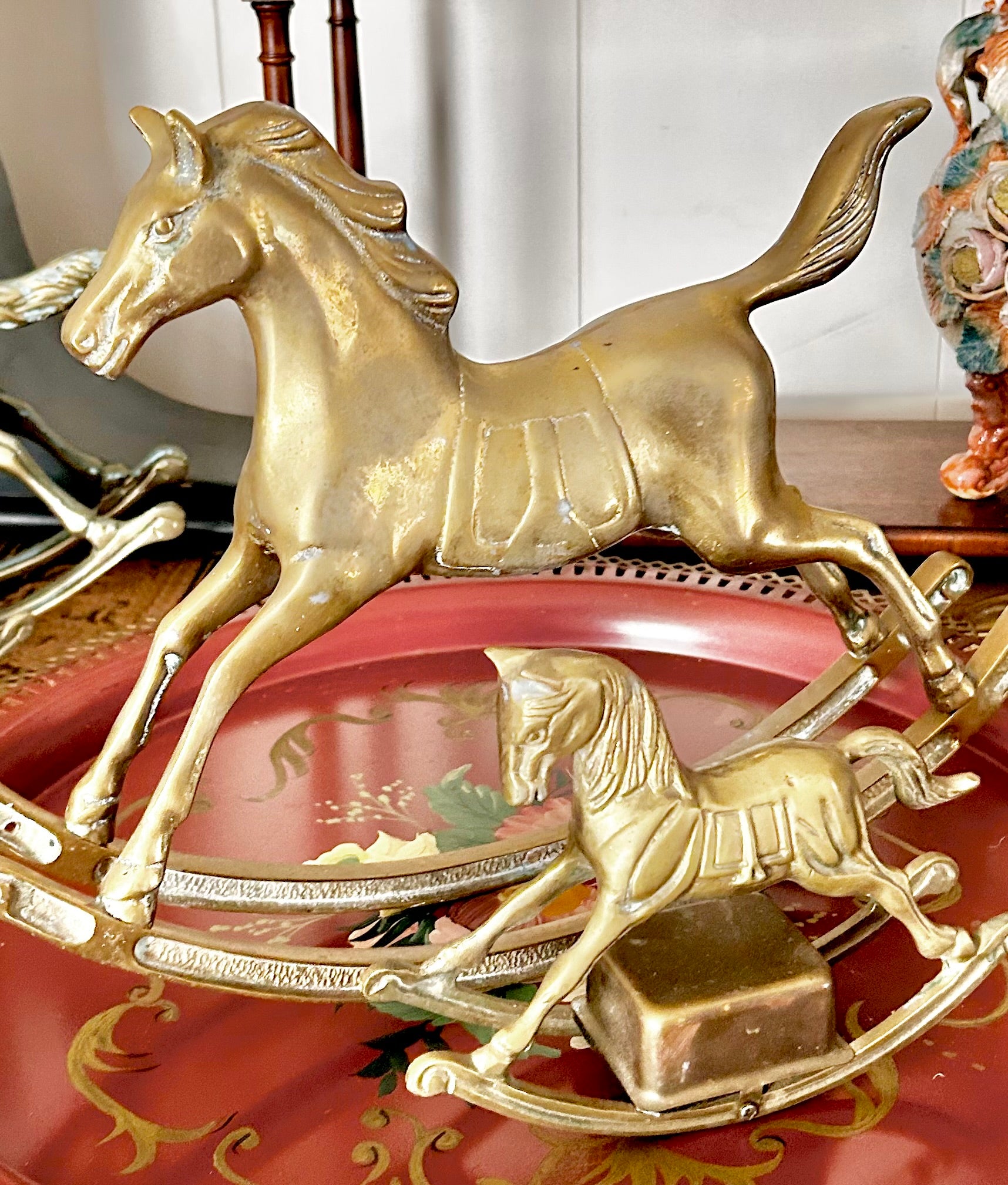 Vintage Solid Brass Rocking Horses