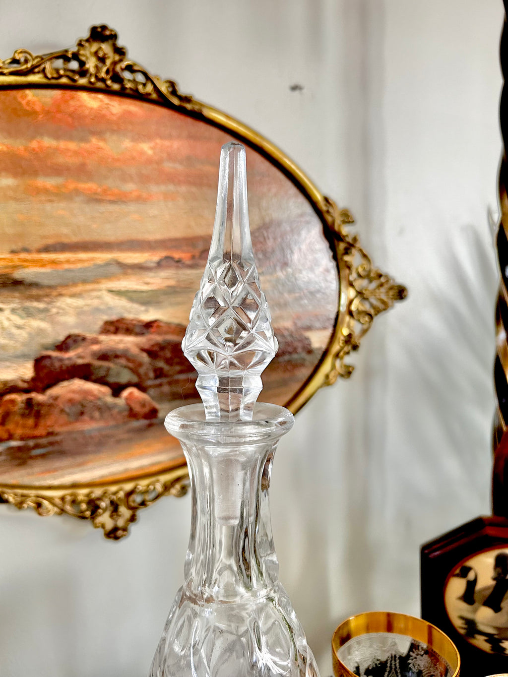 Vintage Cut Crystal Glass Decanter