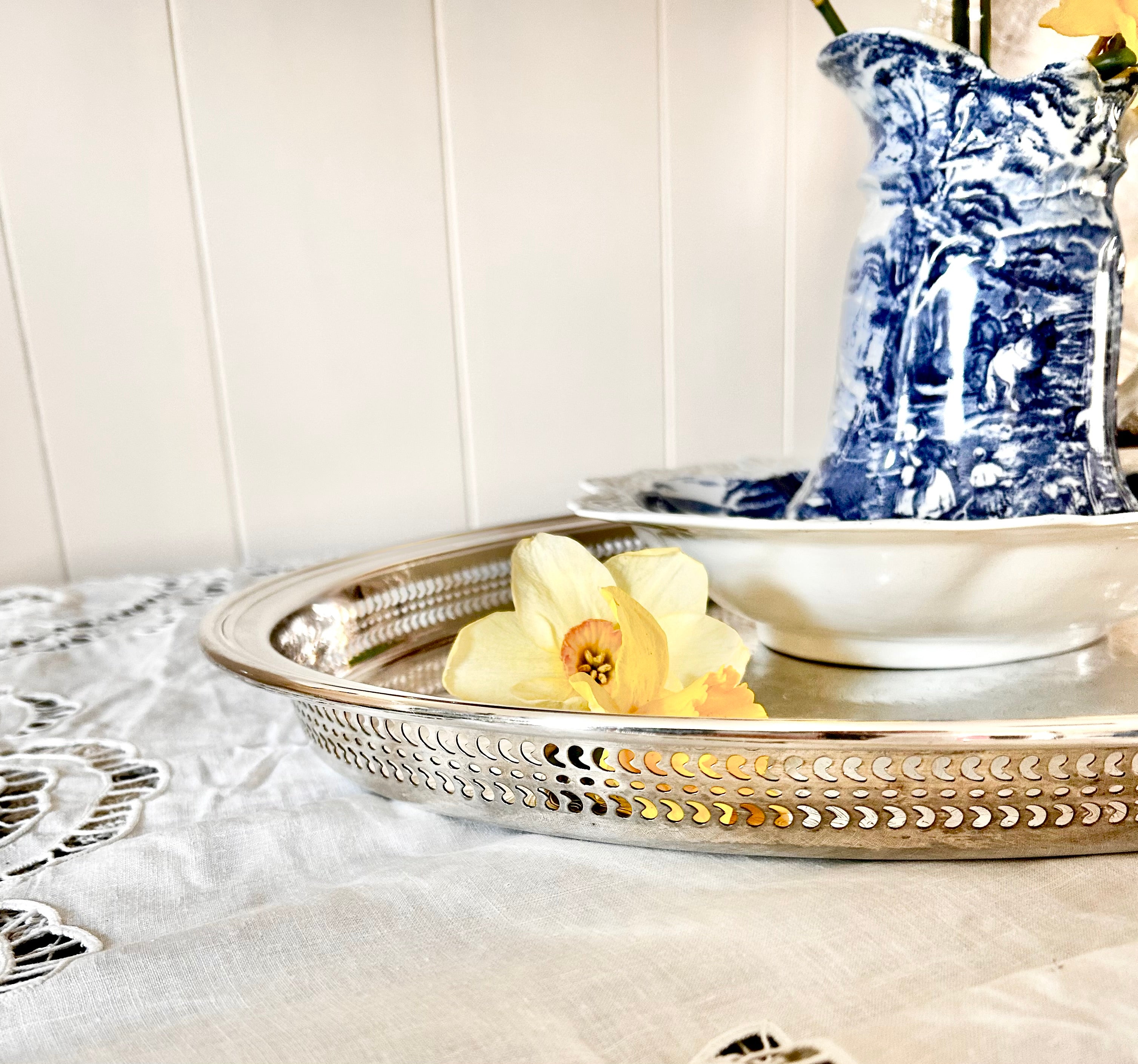 Vintage 22 Inch Silver plate Tray
