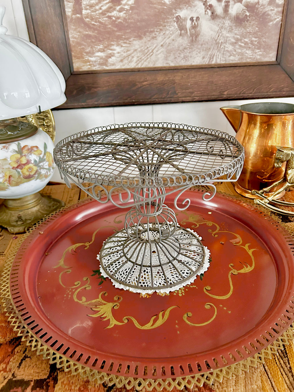 Vintage Metal Wire Cake Stand