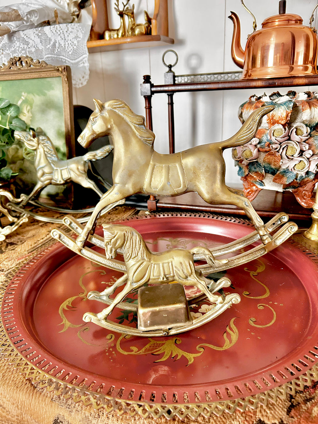 Vintage Solid Brass Rocking Horses